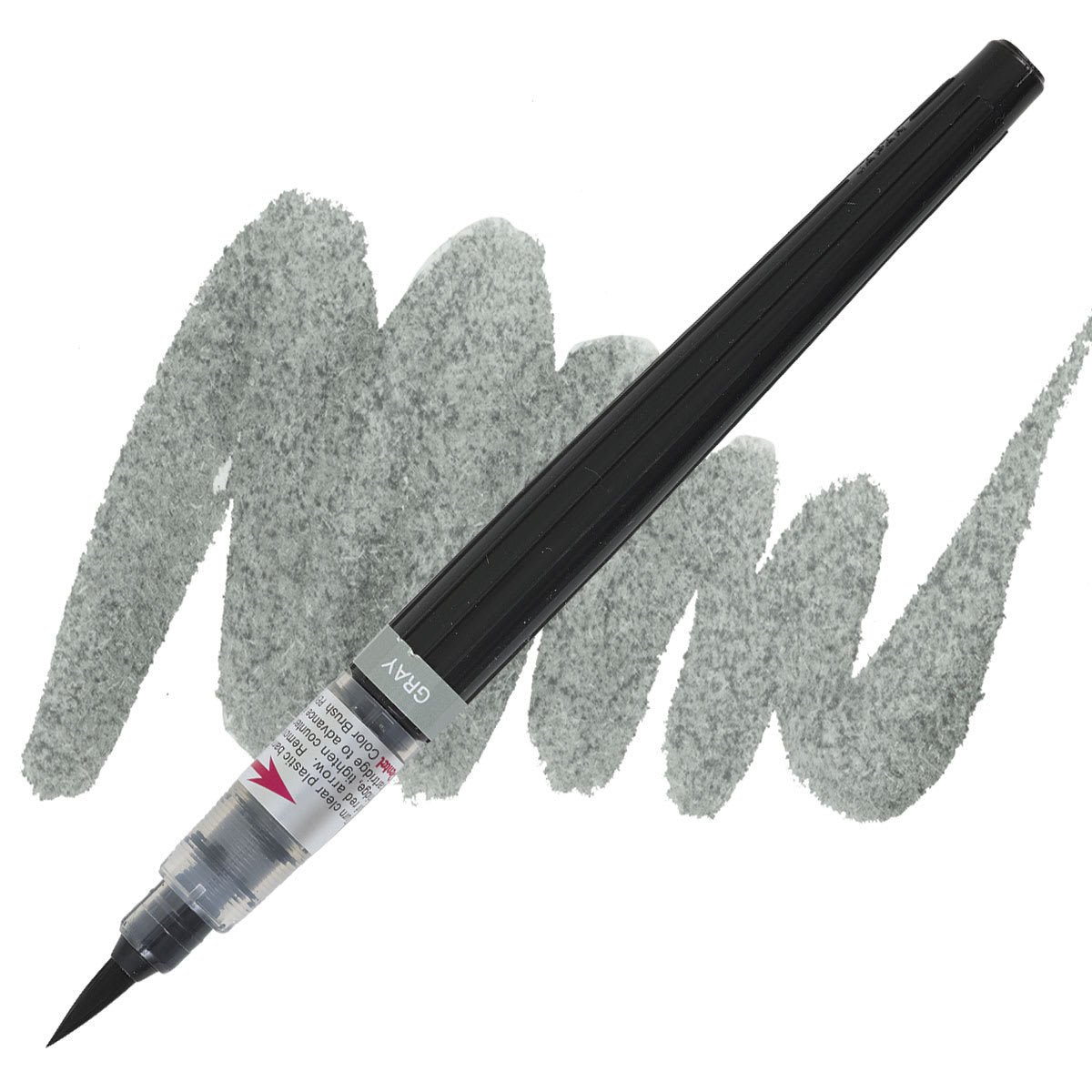 Pentel Arts Water-Based Color Brush Pen - Gray pen and swatch