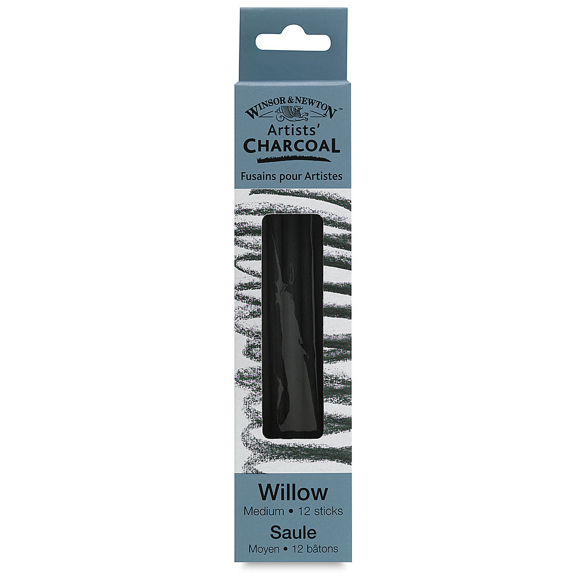 Winsor & Newton Willow Charcoal - Medium, Pkg of 12 (Front of packaging)