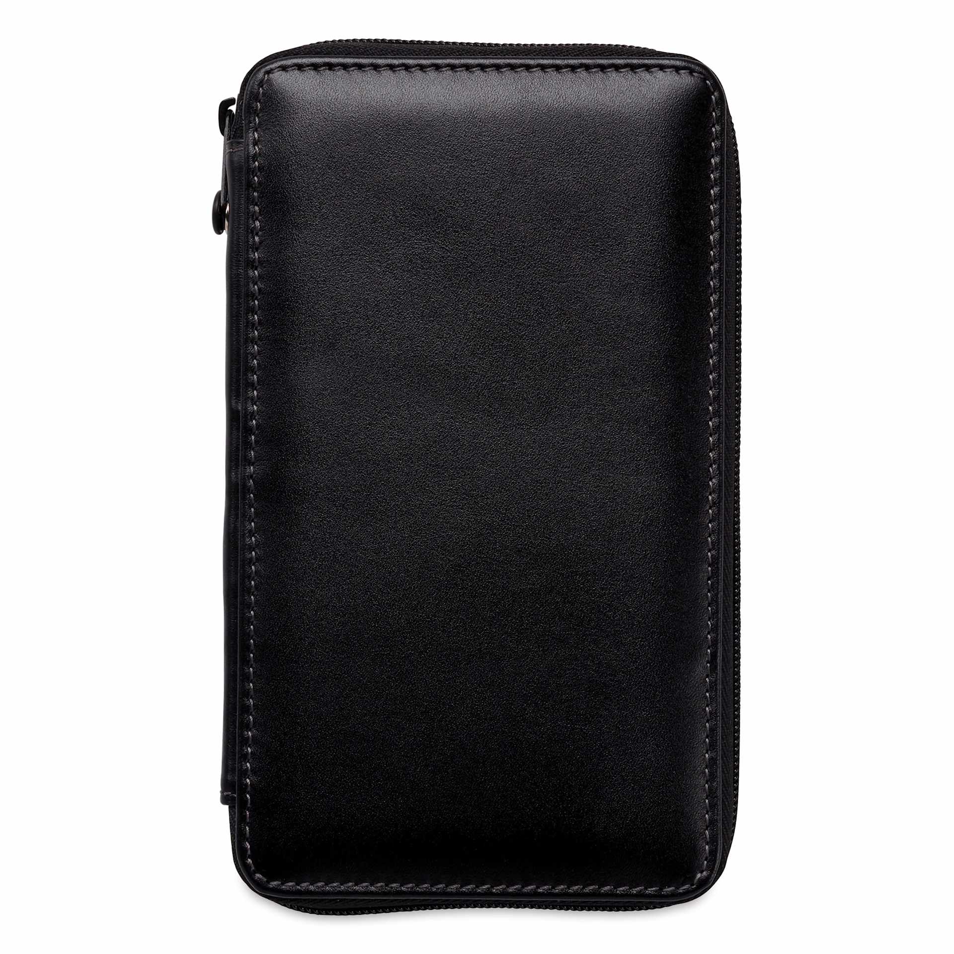 Speedball Classic Leather Pencil Case - Smooth Black, for 24 Pencils, closed