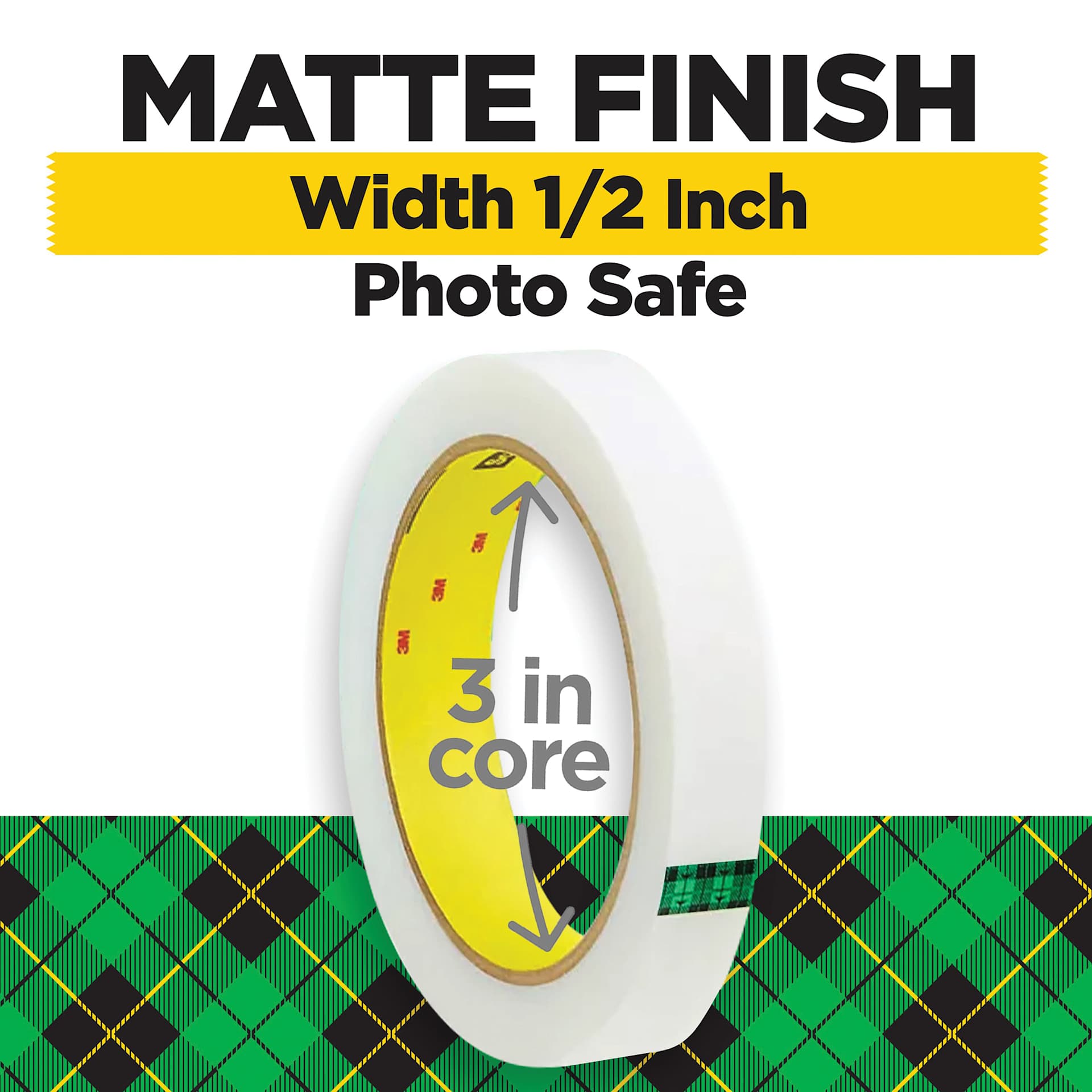 Matte finish, Width 1/2 inch, Photo safe