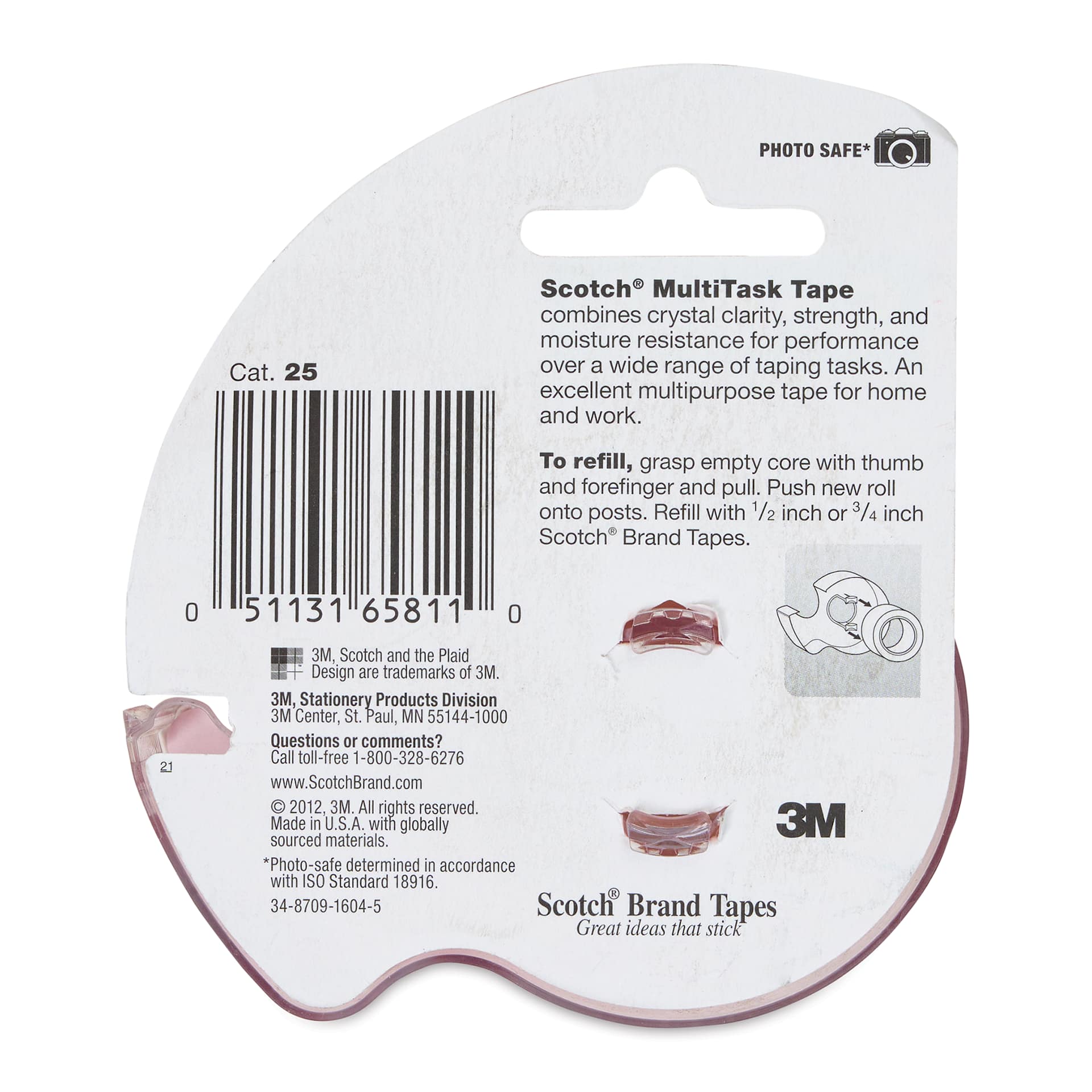 Scotch MultiTask Tape - 3/4" x 18 yd, back of packaging