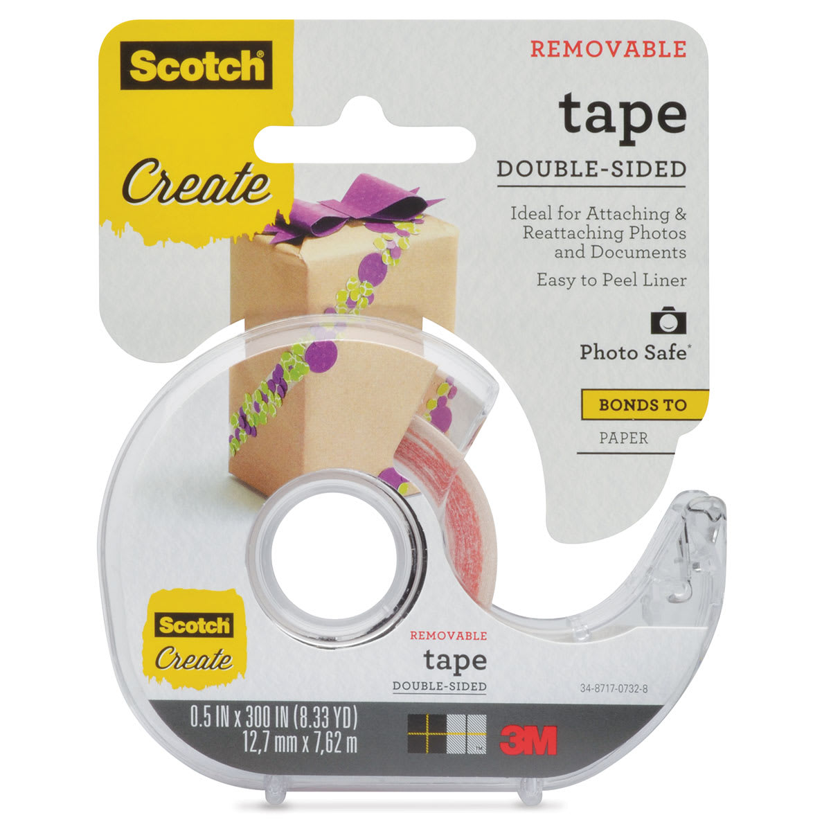 Scotch Scrapbooking Tape - Side view of 1/2" wide Double Sided Removable Tape Dispenser