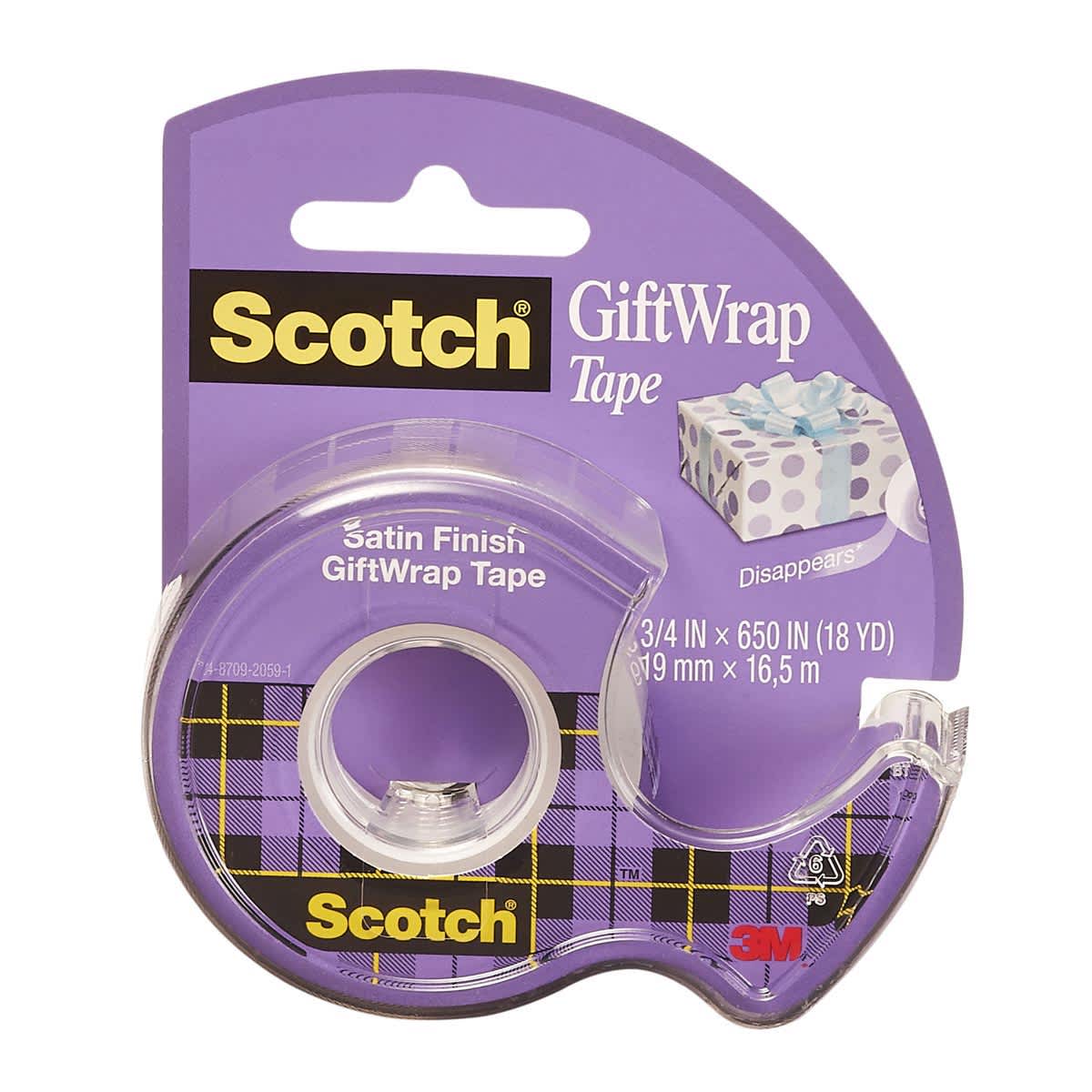 #15 Gift Wrap Tape #15 Satin Tape - 3/4" x 18 yds. - Peggable