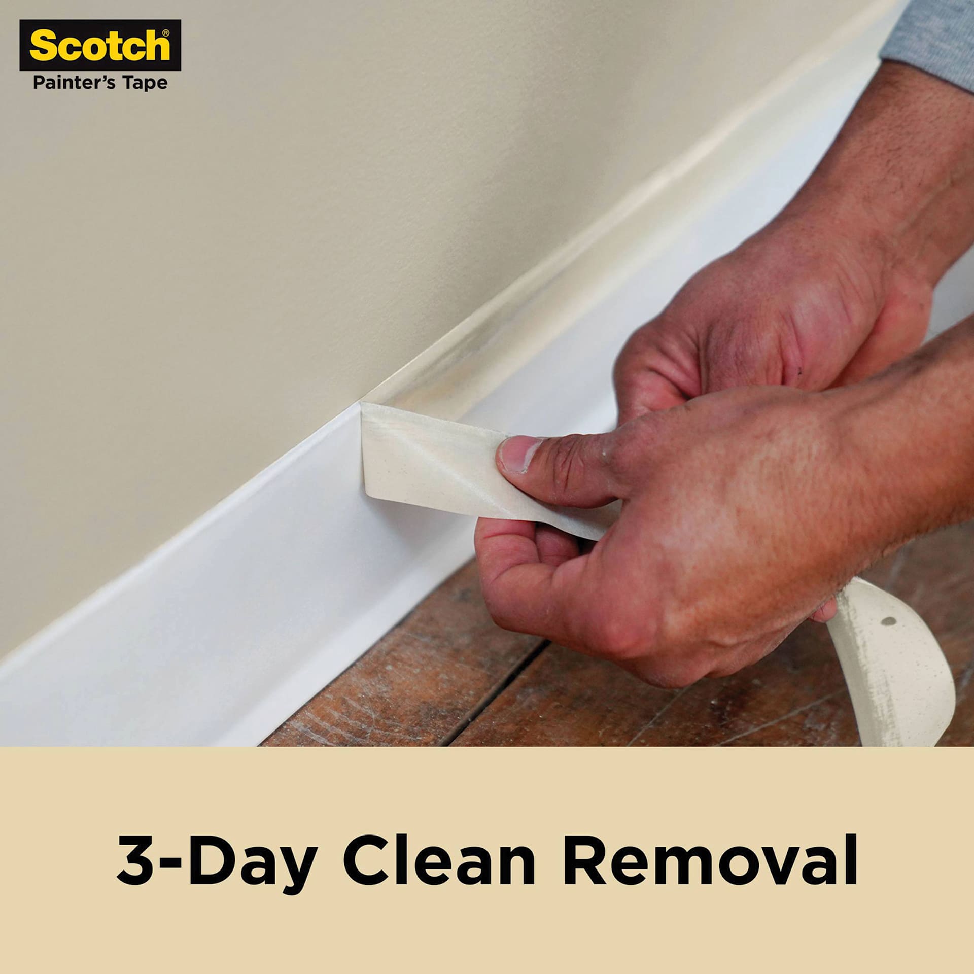 Scotch Contractor Grade Masking Tape, tape being removed from trim