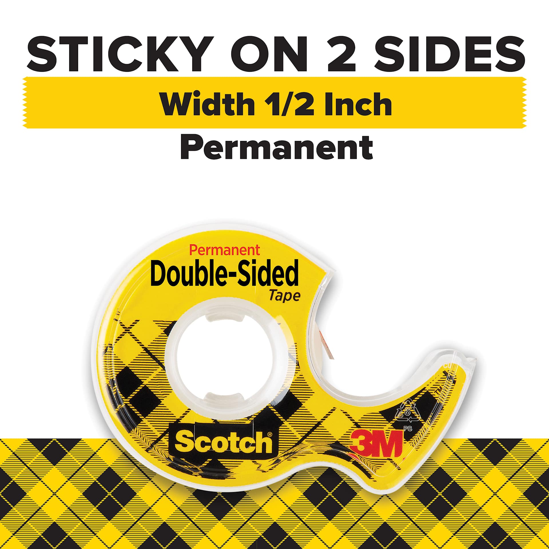 Sticky on 2 Sides, Width 1/2 Inch, Permanent Sticky on 2 Sides, Width 1/2 Inch, Permanent