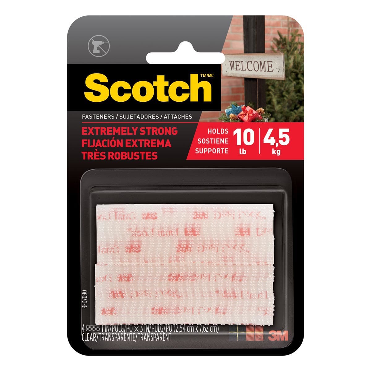 Scotch Heavy-Duty Fasteners Clear - 2 sets of 1" x 3" Strips - Peggable