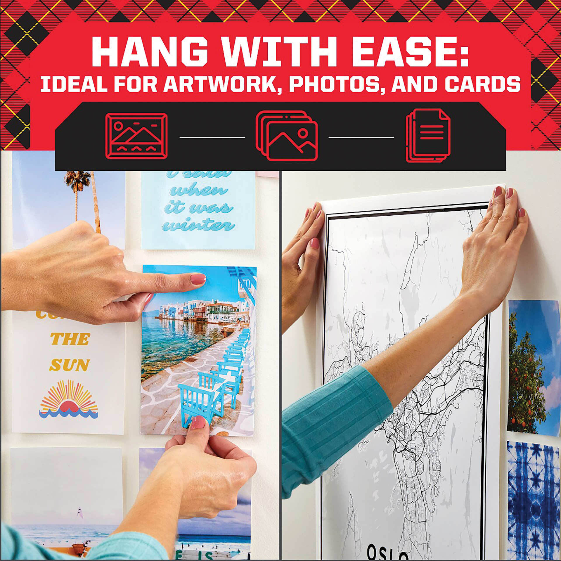 Hang With Ease: Ideal for artwork, photos, and cards