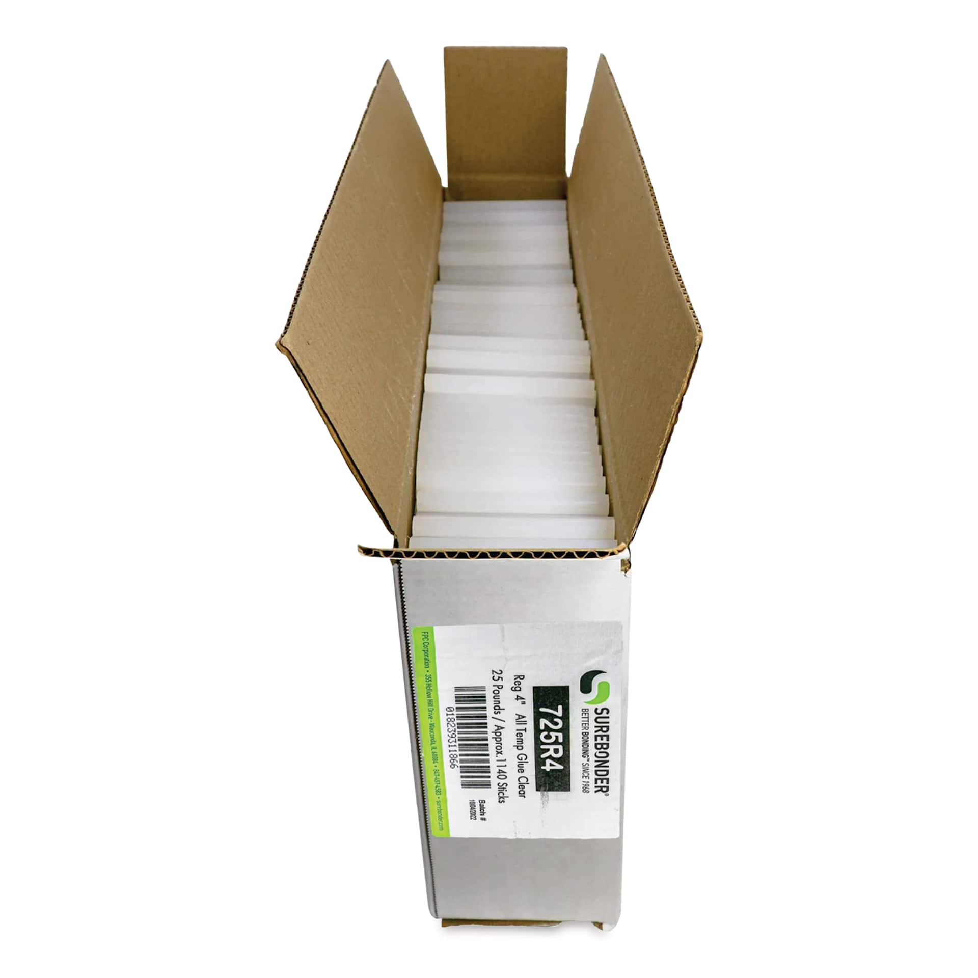 Surebonder Clear Stik Hot Glue Sticks - 25 lb, 7/16" x 4" - packaging open