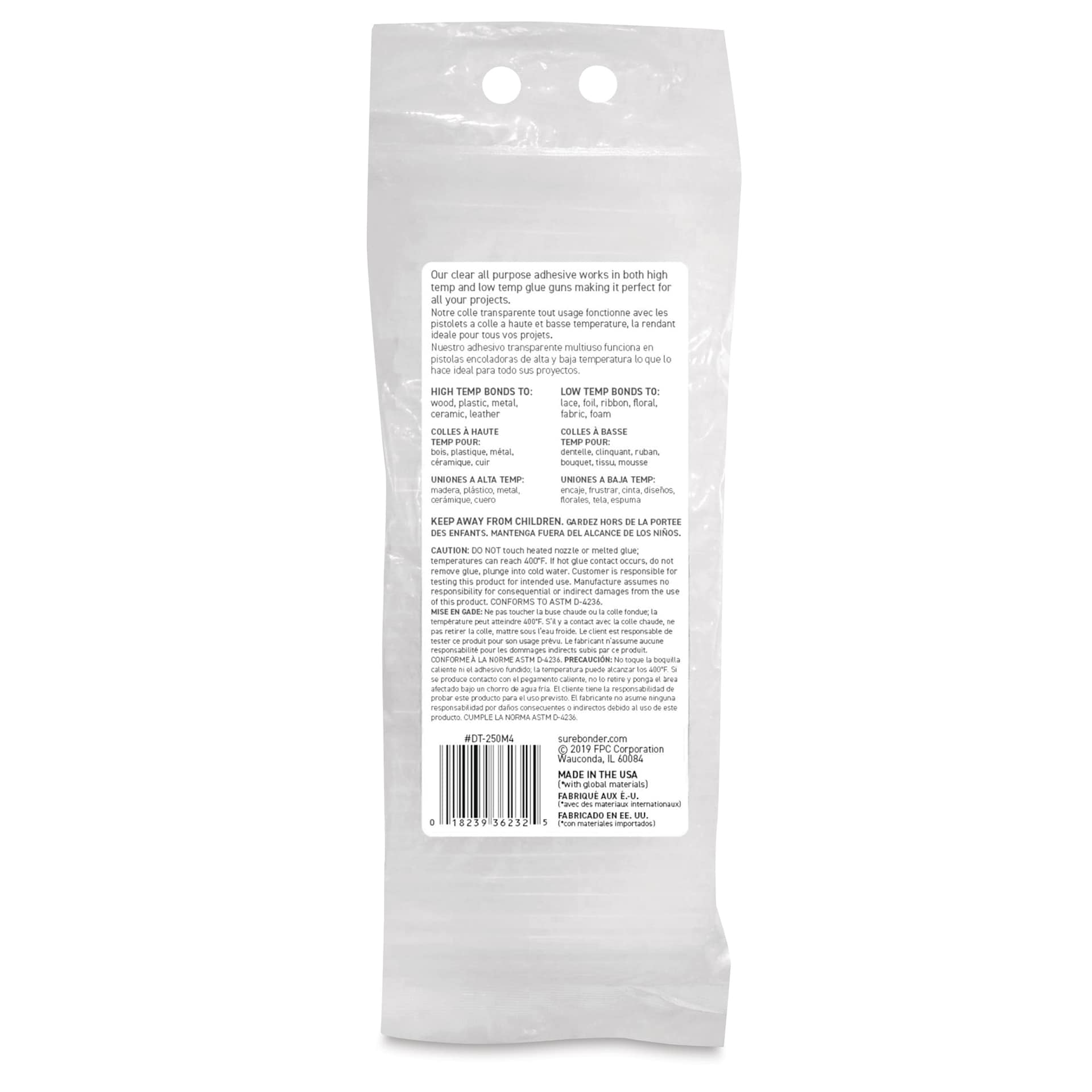 Glue Sticks for Mini-Trigger Guns - 4", Pkg of 250 (Back of package)