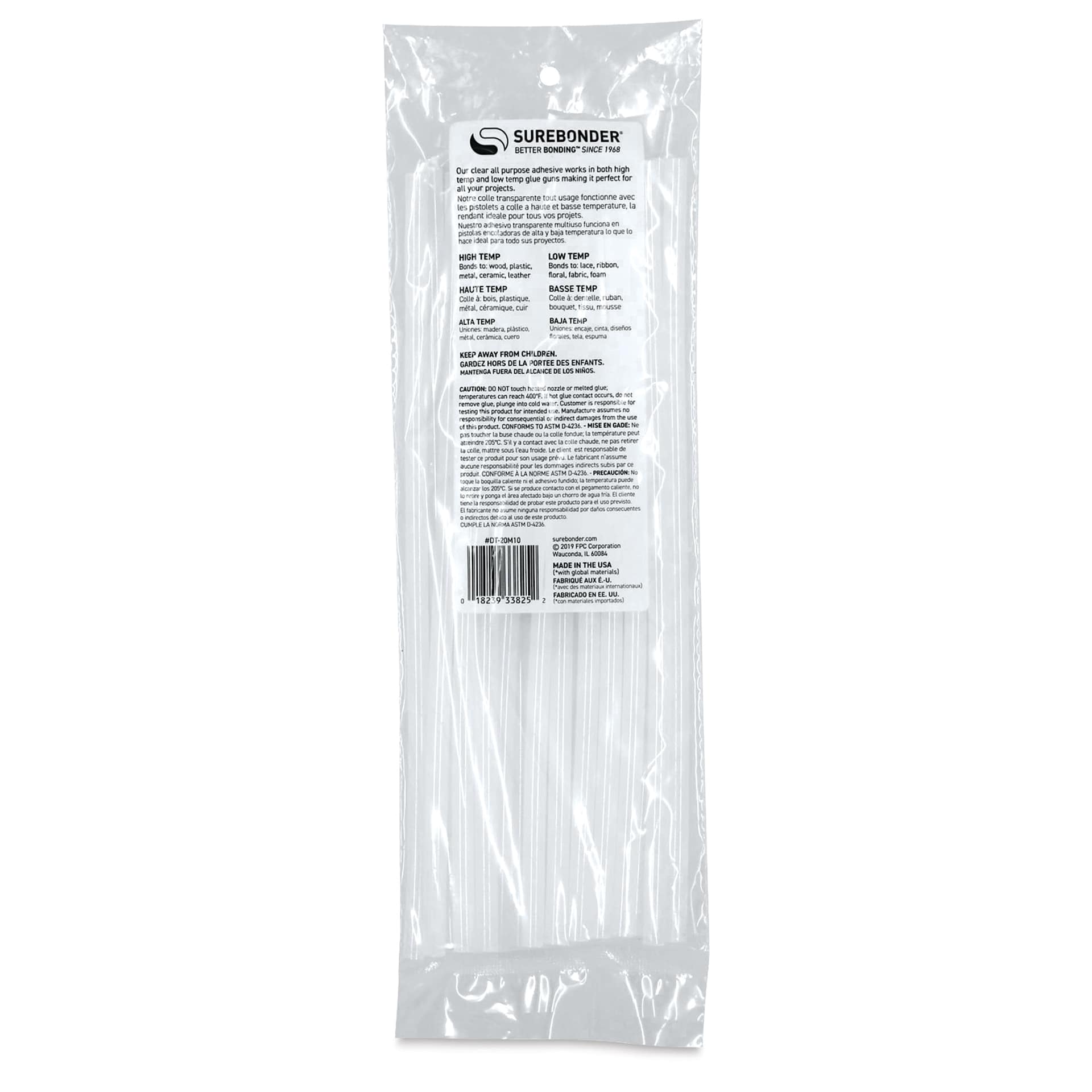 Glue Sticks for Mini-Trigger Guns - 10", Pkg of 20 (Back of package)