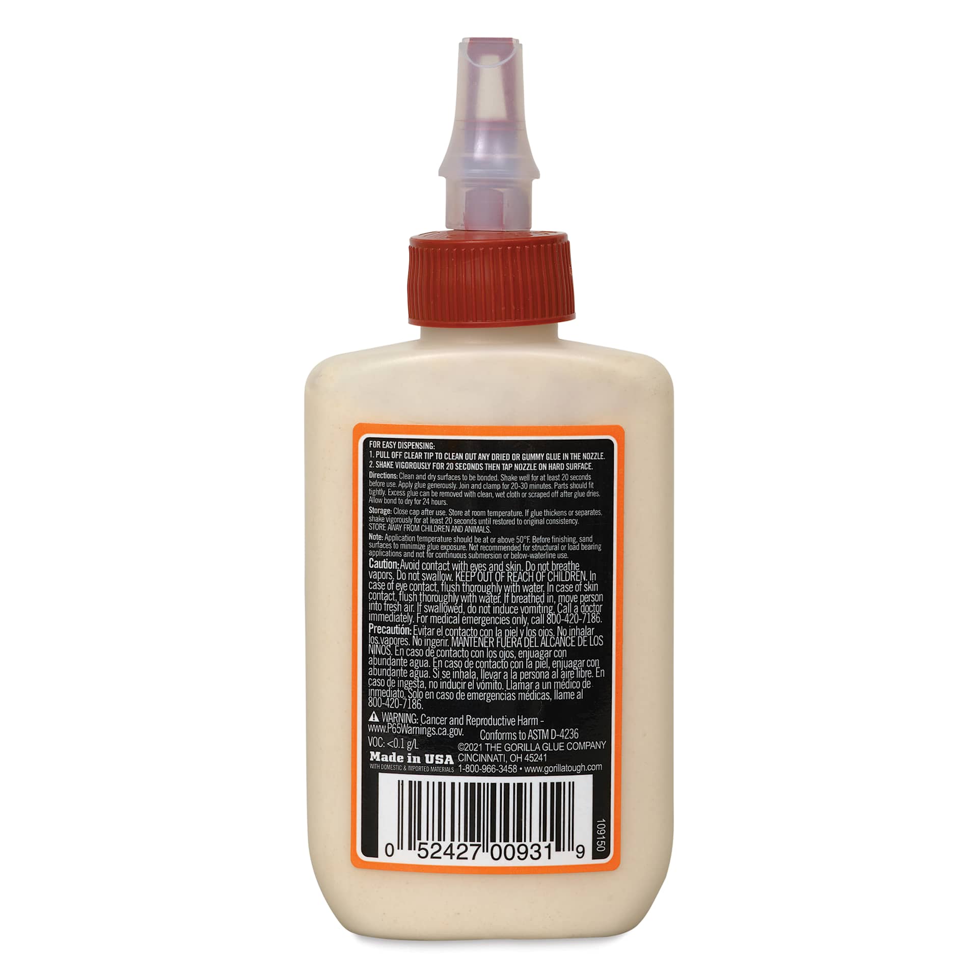 Gorilla Ultimate Wood Glue - 4 oz - back of bottle