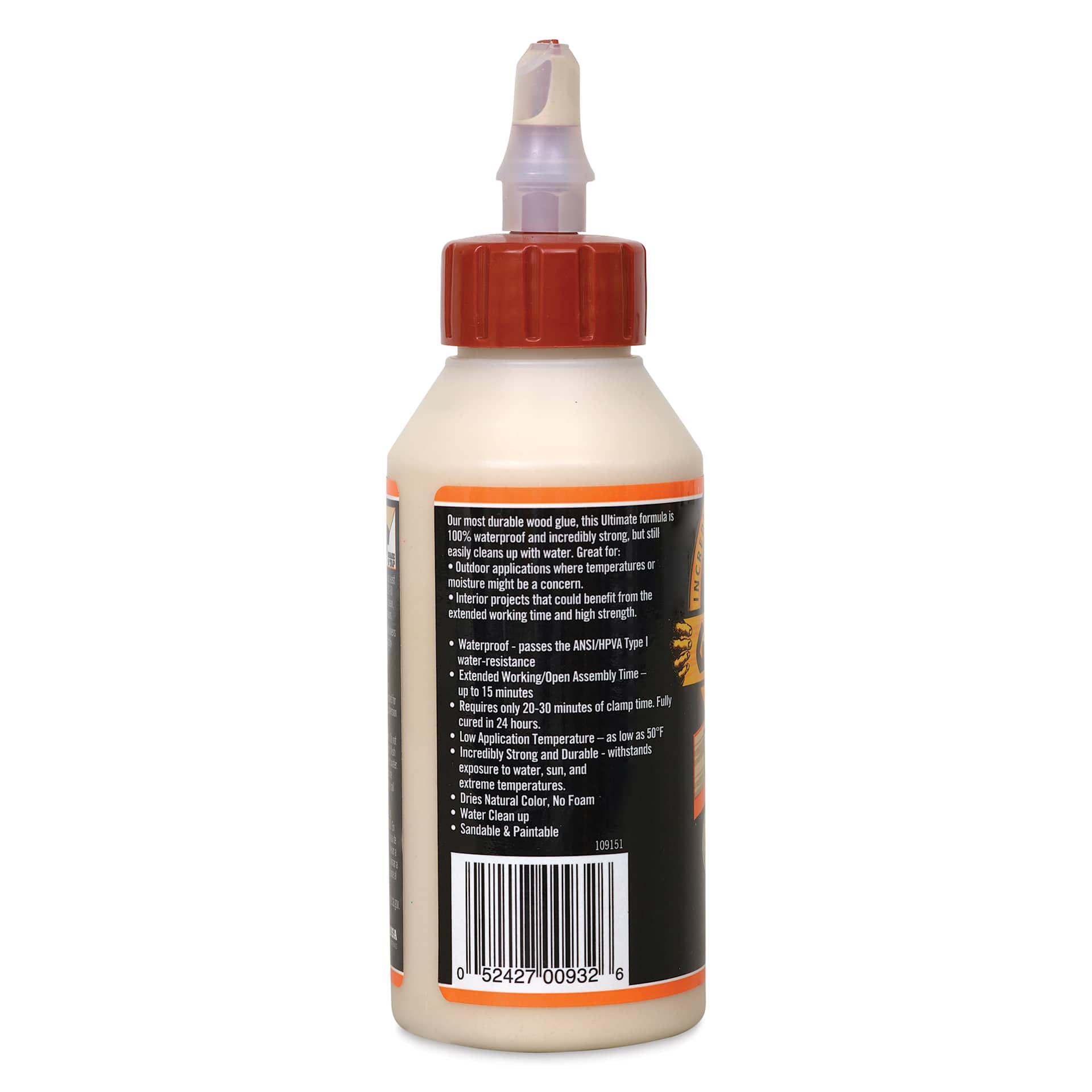 Gorilla Ultimate Wood Glue - 8 oz - back of bottle