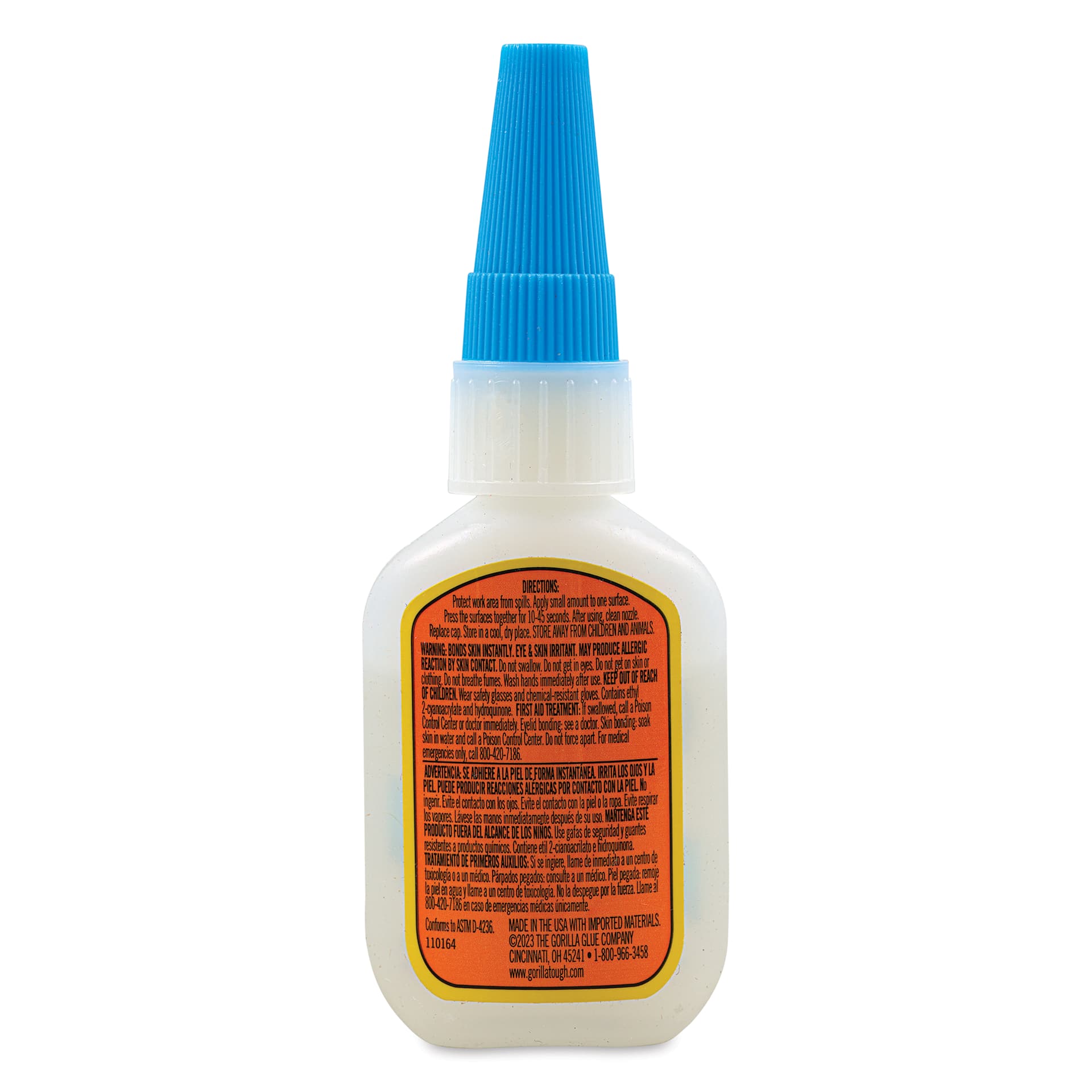 Gorilla Super Glue XL - 0.88 oz - back of bottle