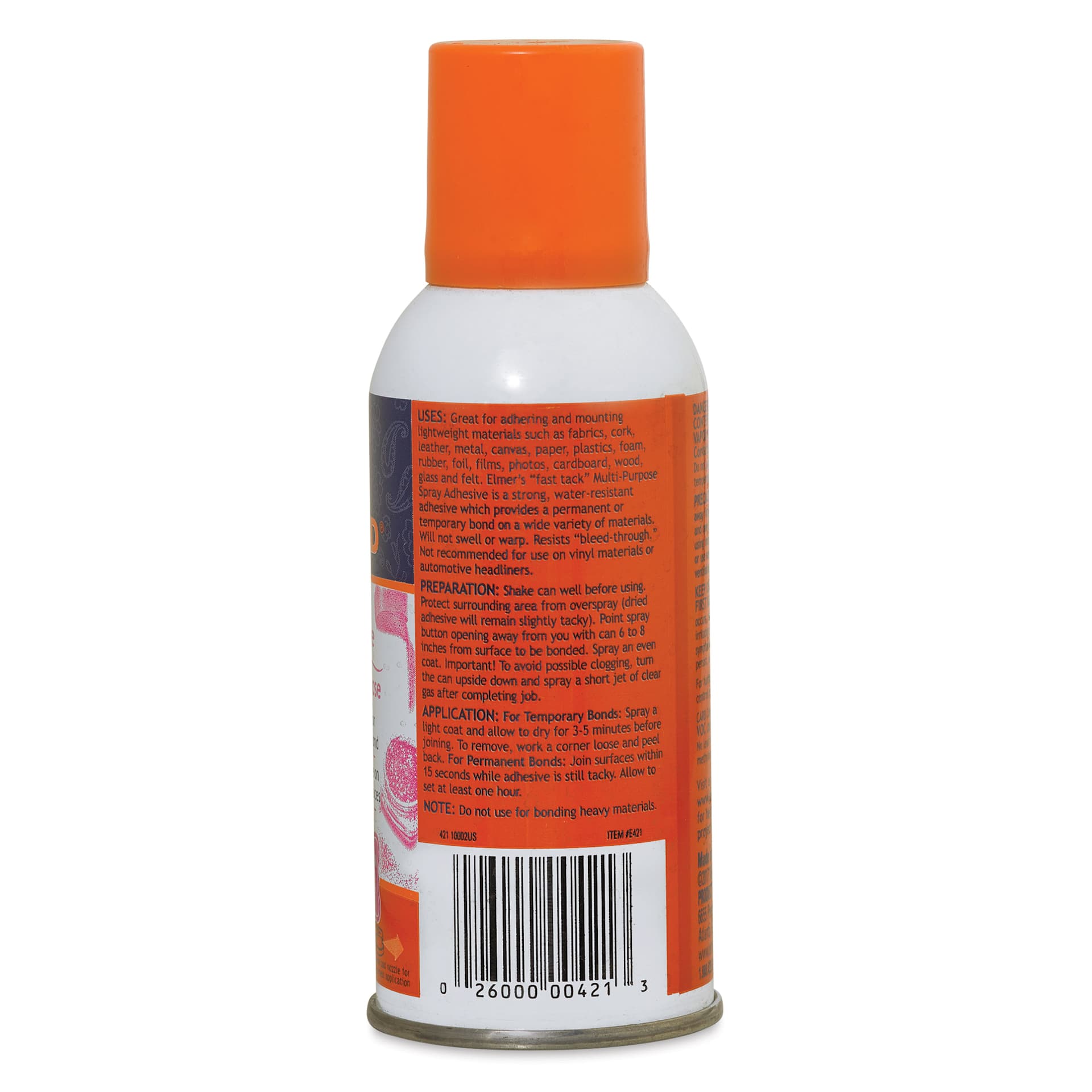 Elmer's Craft Bond Multi-Purpose Spray Glue - 4 oz - back Elmer's Craft Bond Multi-Purpose Spray Glue - 4 oz - back
