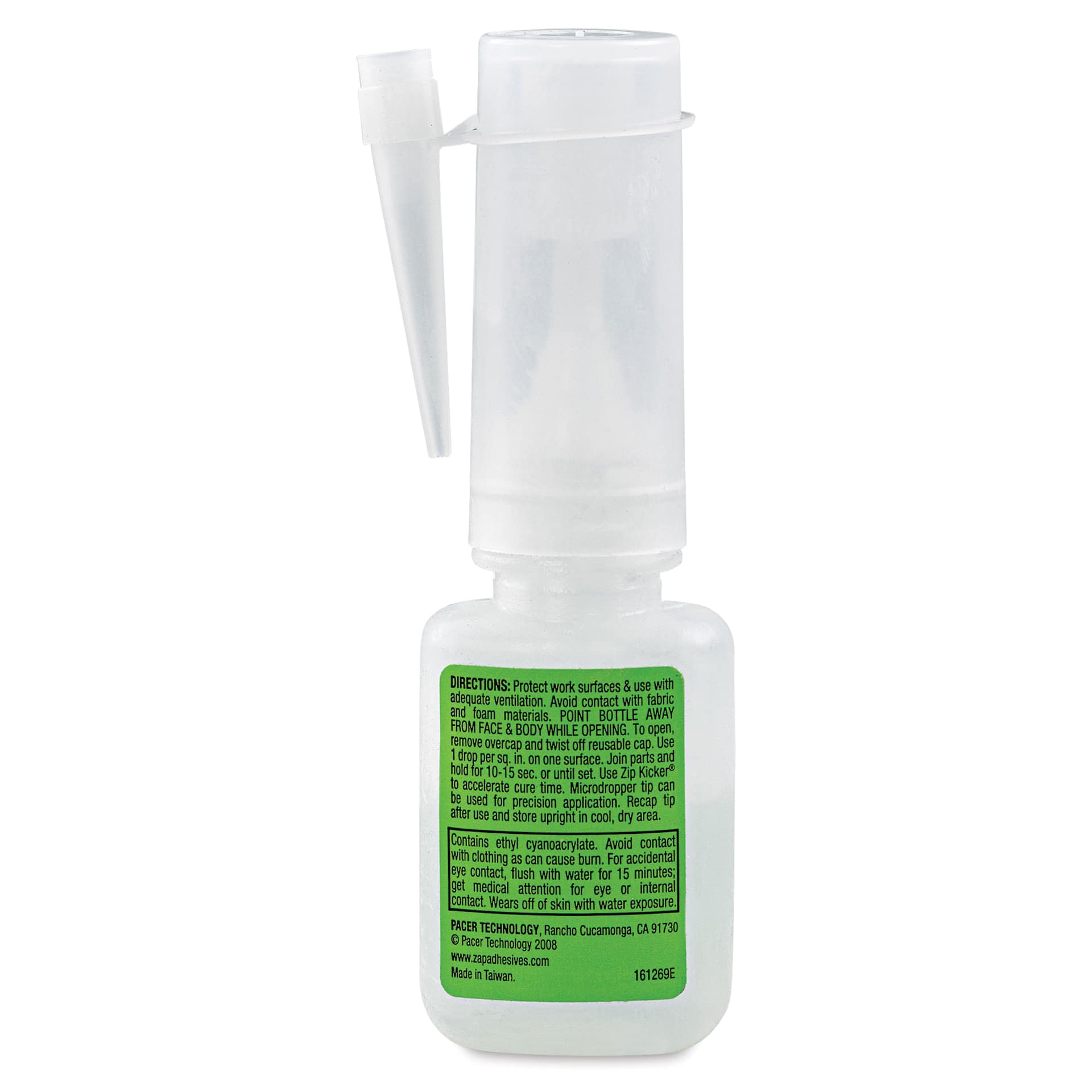 Zap-A-Gap CA+ Adhesive - Medium, 0.25 oz, back of the packaging