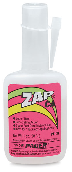 Zap Adhesive - front of bottle shown Zap Adhesive - front of bottle shown