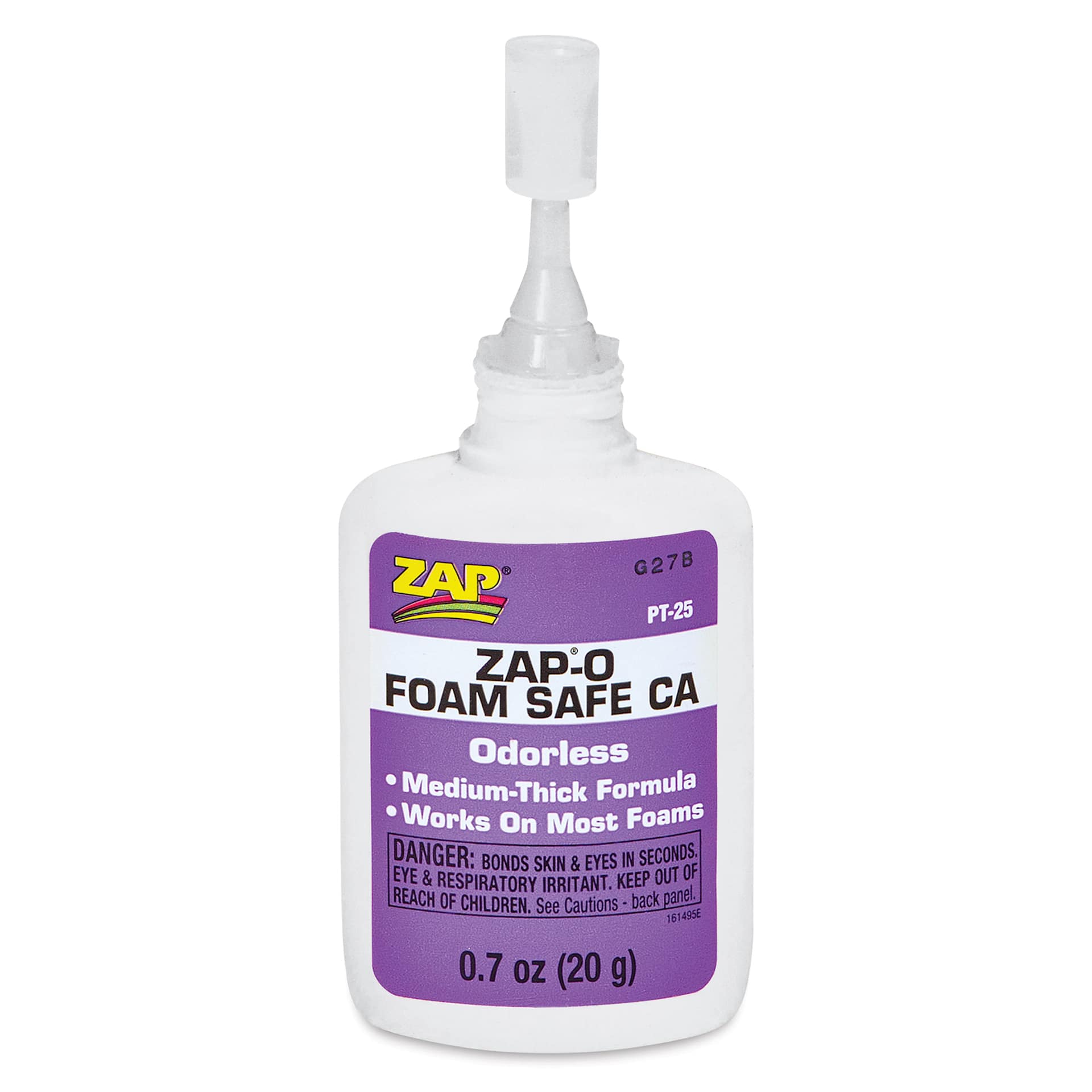 Zap-O Foam Safe CA Adhesive - Odorless, front of the packaging with cap off