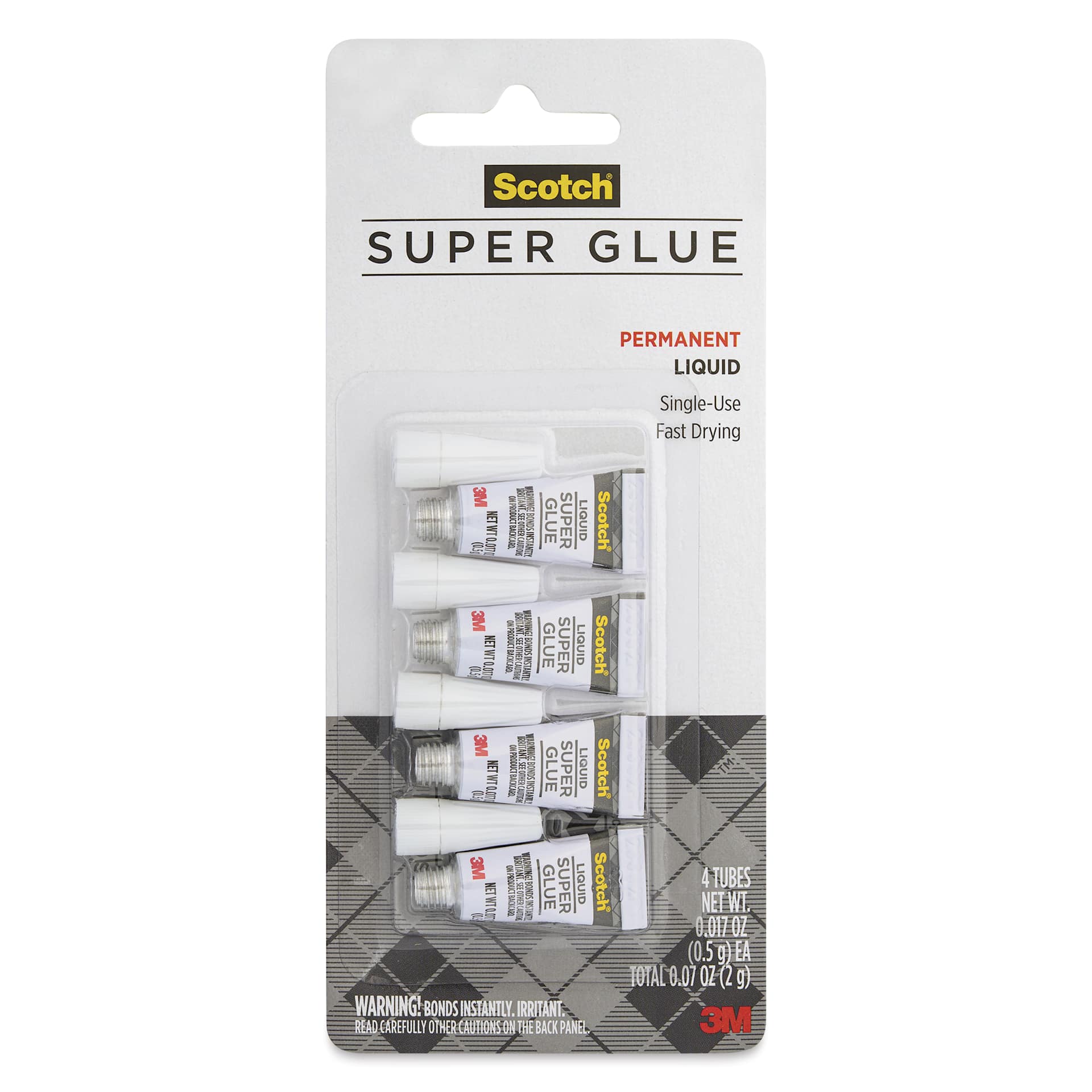 Scotch Super Glue - Single-Use, Pkg of 4, 0.017 oz - front of packaging