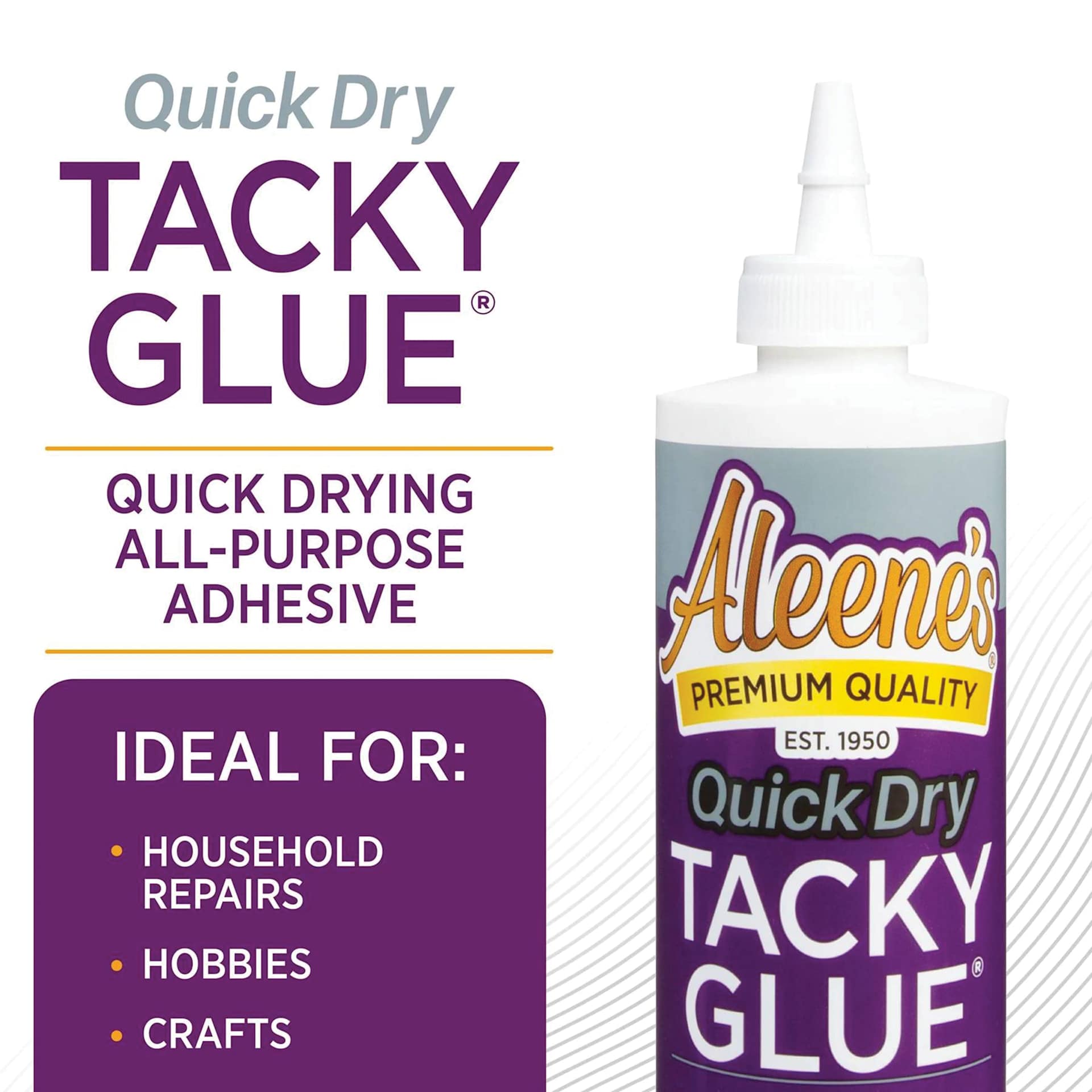 Quick Dry Tacky Glue Quick Drying All-Purpose Adhesive, Ideal for: household repairs, hobbies, and crafts.