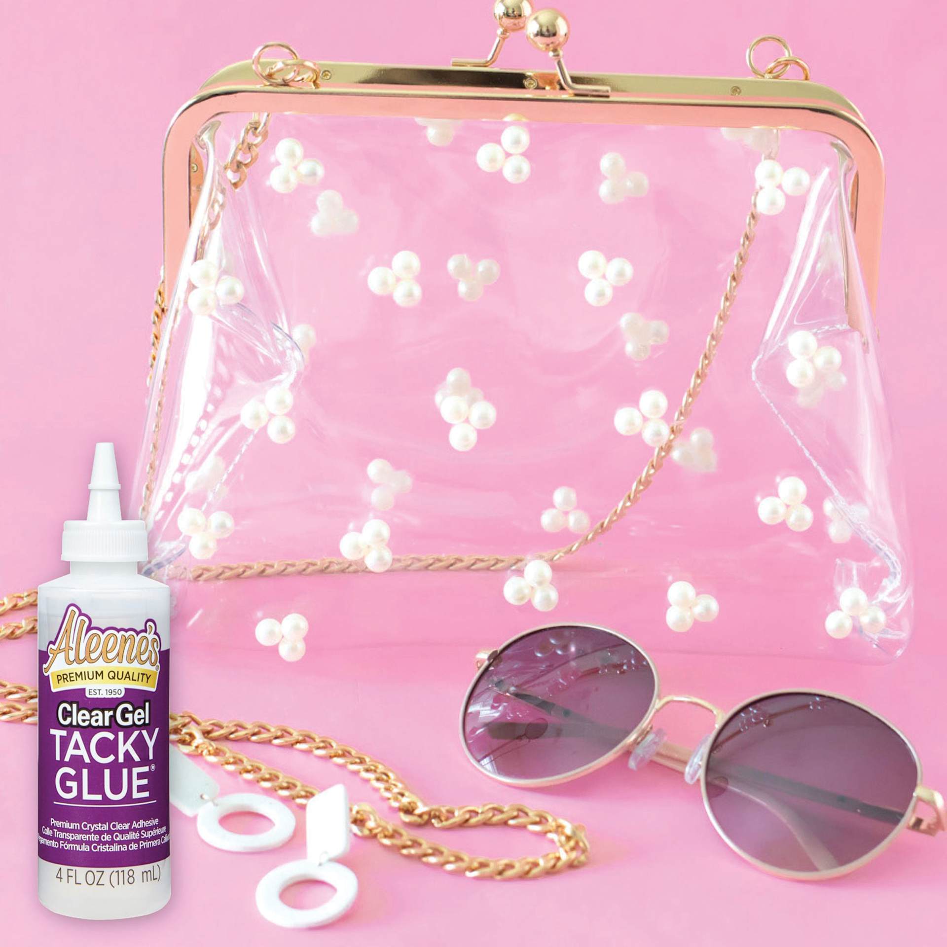 Aleene's Clear Gel Tacky Glue - 4 oz showing completed purse project