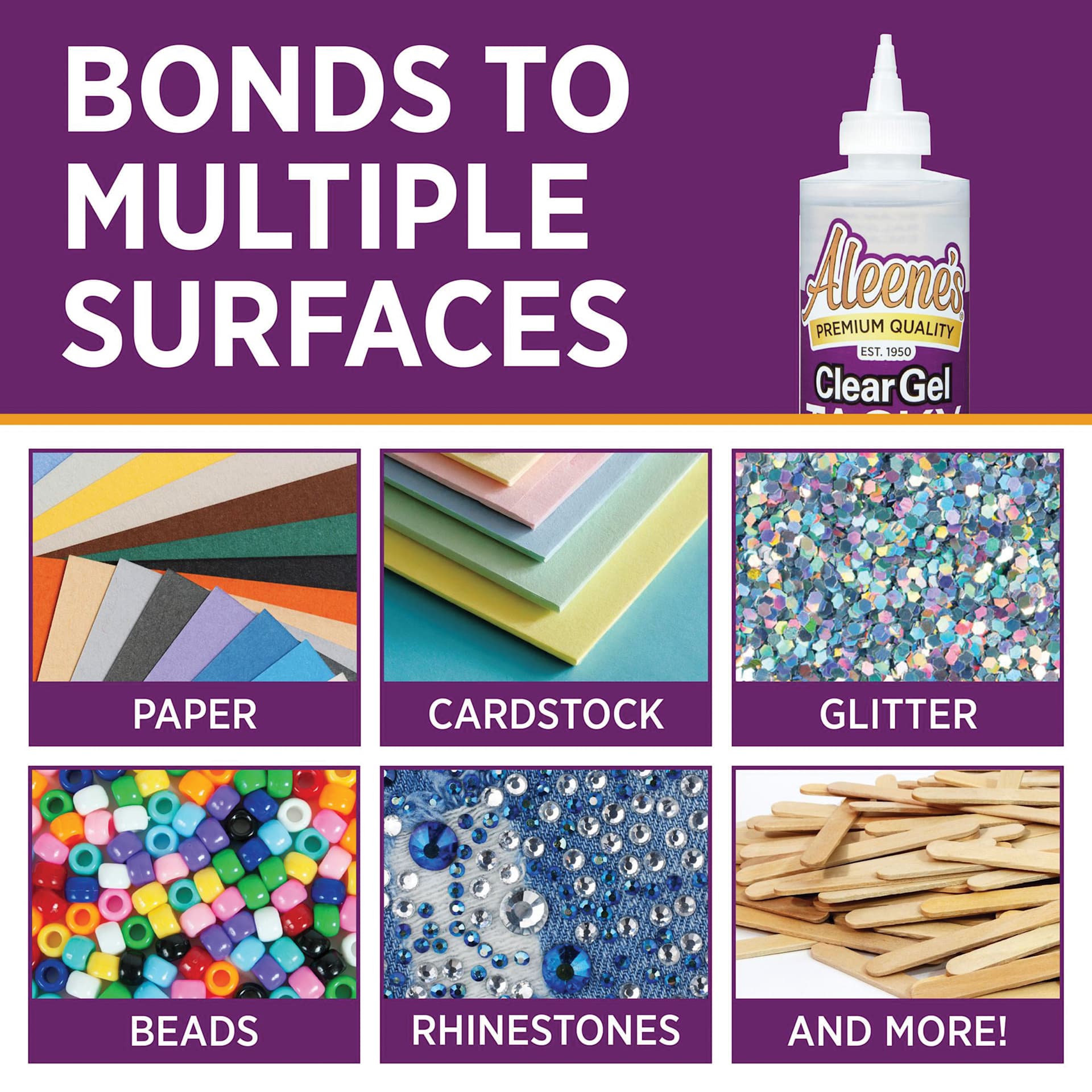 Bonds to multiple surfaces:paper, cardstock, glitter, beads, rhinestones, and more!