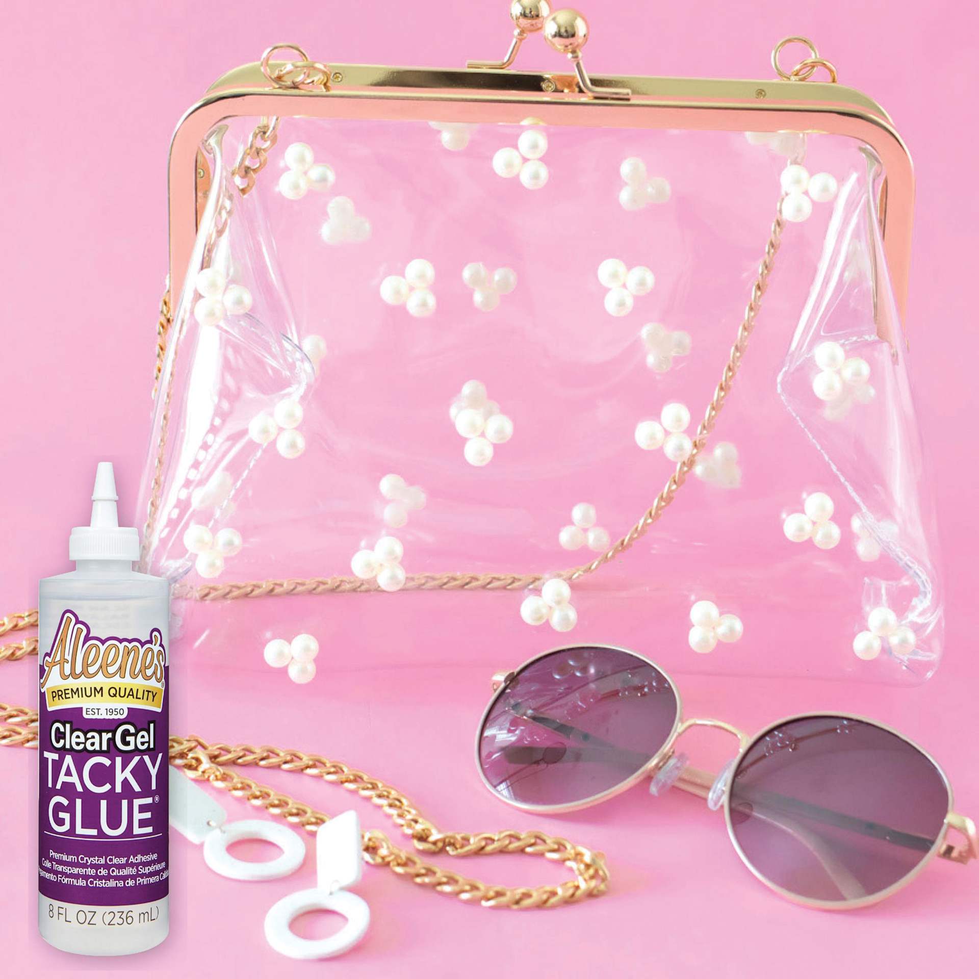Aleene's Clear Gel Tacky Glue - 8 oz showing completed purse project
