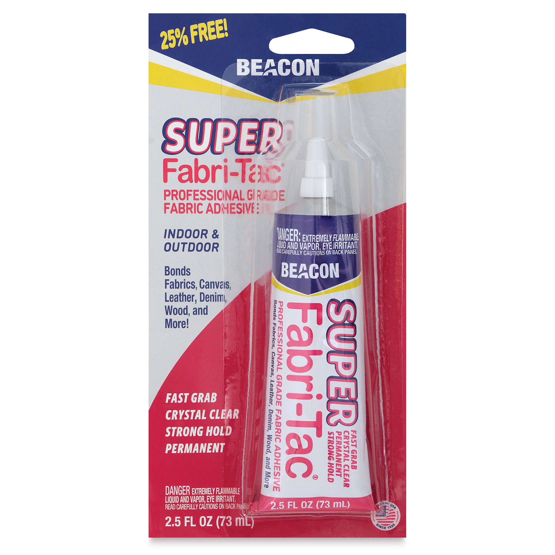 Beacon Super Fabri-Tac Fabric Adhesive - 2.5 oz, front of the packaging