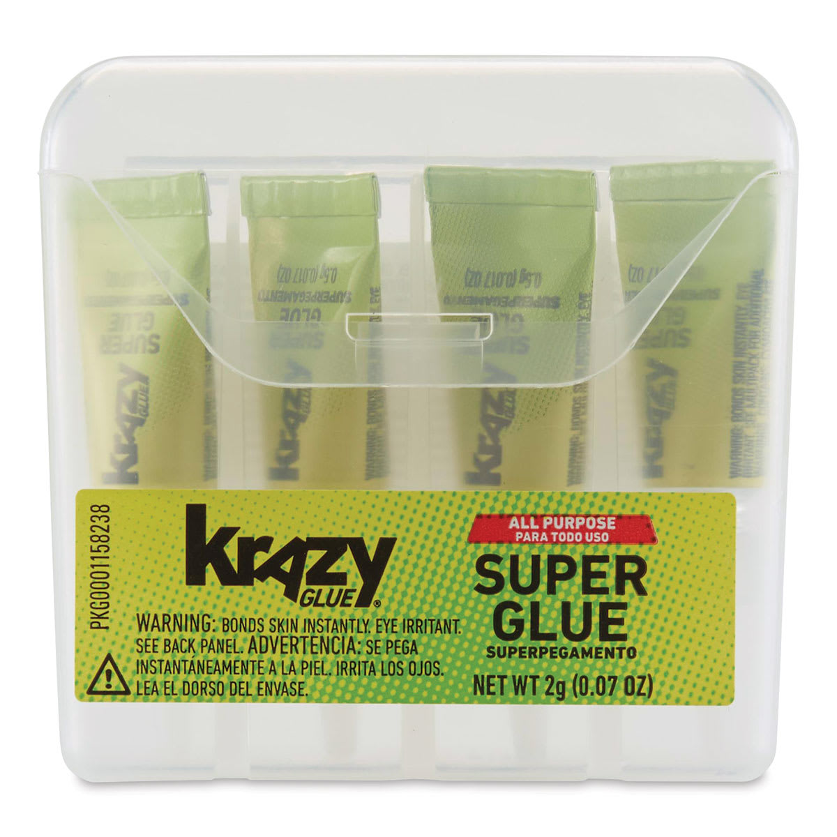 Krazy Glue All Purpose Super Glue - 4 Single-Use .5 gram Tubes shown in included pouch