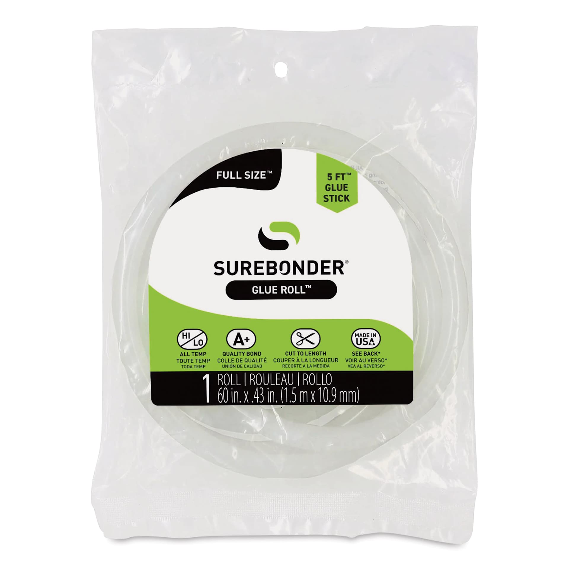 Surebonder Clear Stik Hot Glue Sticks - Roll, 5 ft - front of packaging