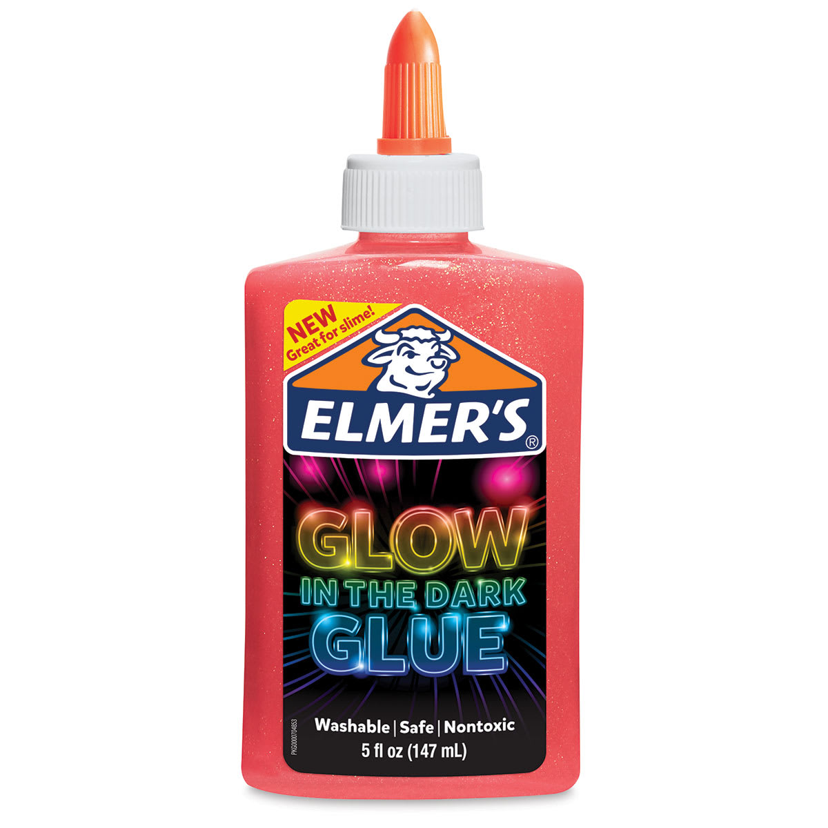 Elmer's Glow in the Dark Glue - Front of 5 oz Bottle of Pink Glue shown