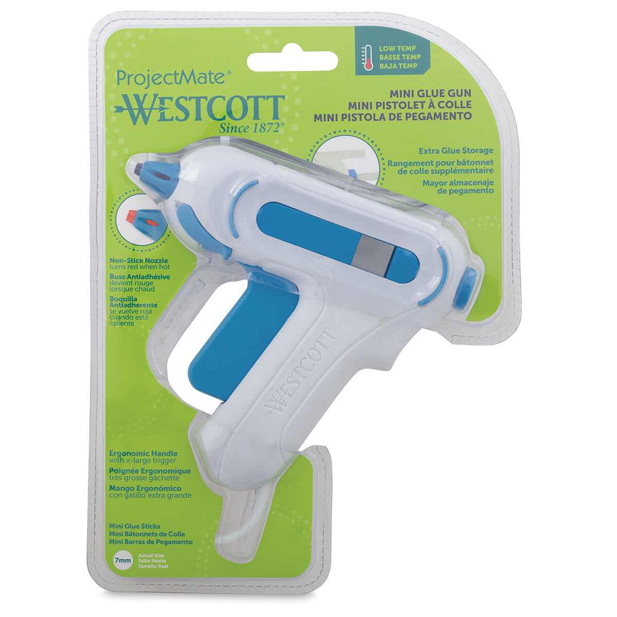 Westcott ProjectMate Low Temp Mini Hot Glue Gun - Front of blister package