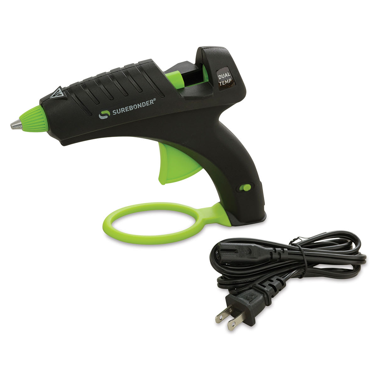 Surebonder Specialty Series Cordless Dual Temp Glue Gun, outside of packaging with detached cord. 