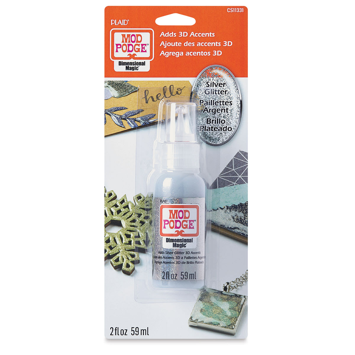 Plaid Mod Podge Dimensional Magic - Silver Glitter, 2 oz (In packaging)