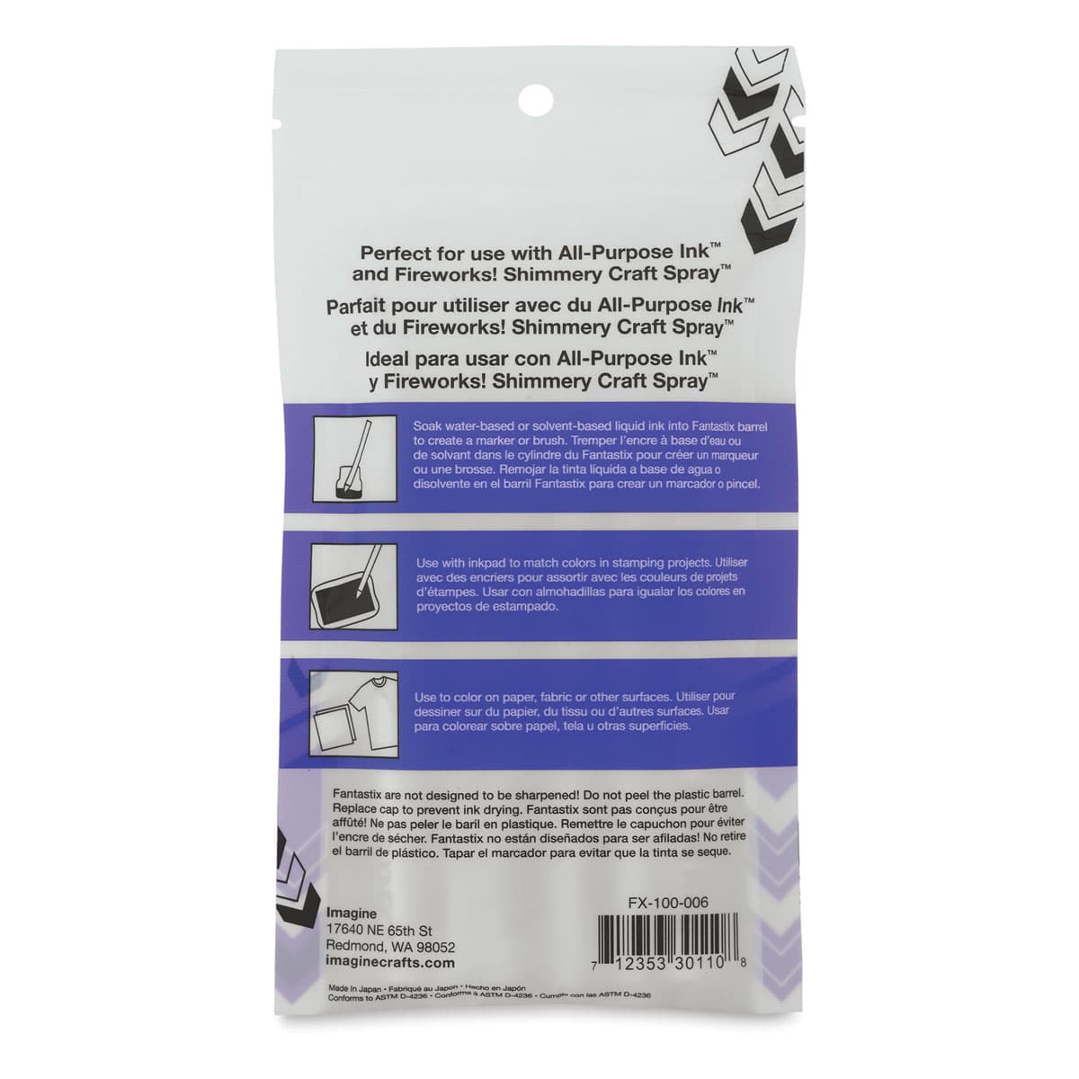 Tsukineko Fantastix Absorbent Coloring Tool - Brush Tip, Pkg of 6