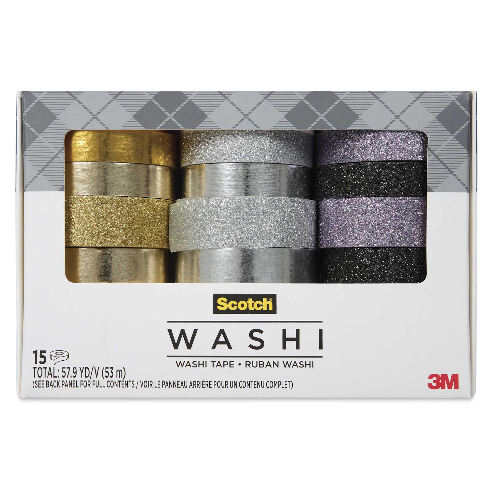 Scotch Washi Tape - Metallic Glitter Colors, Set of 15 - front of packaging
