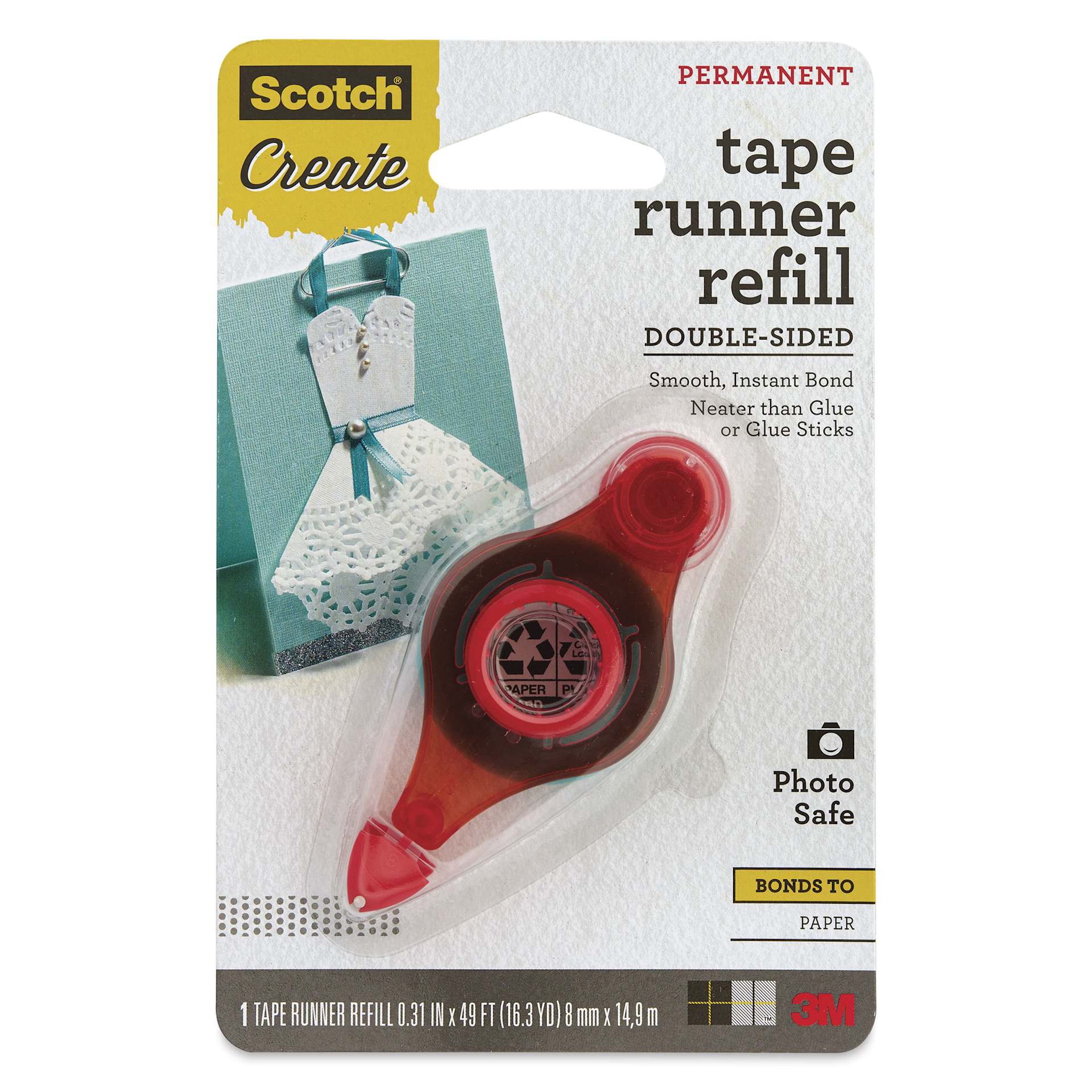 Scotch Permanent Tape Runner Refill - 0.3" x 16.3 yds - front of packaging