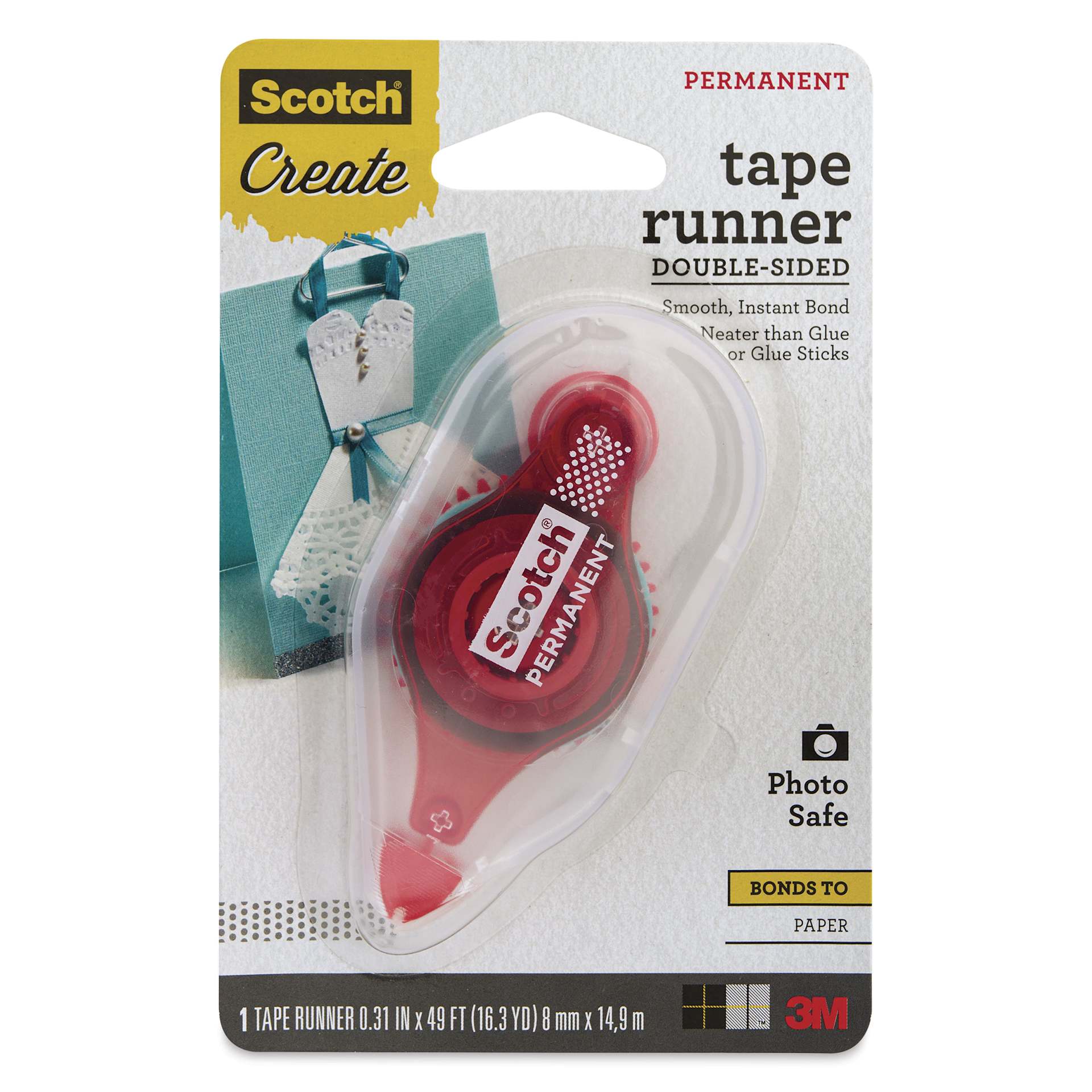 Scotch Permanent Tape Runner - 0.3" x 16.3 yds - front of packaging