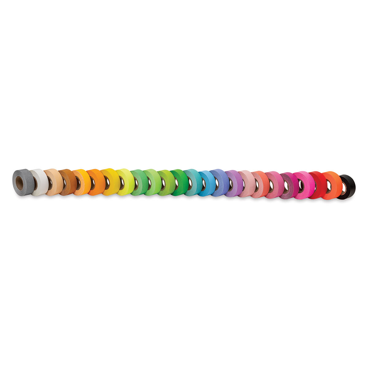 Col-R-Tone System Masking Tape - 3/4" x 500", Assorted, Pkg of 24 laid out in a line