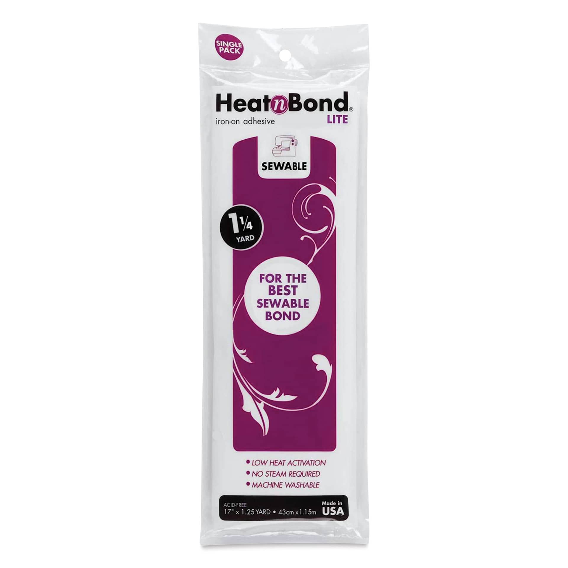Heat n Bond Lite Iron-on Adhesive - 17" x 1-1/4 yd front of packaging