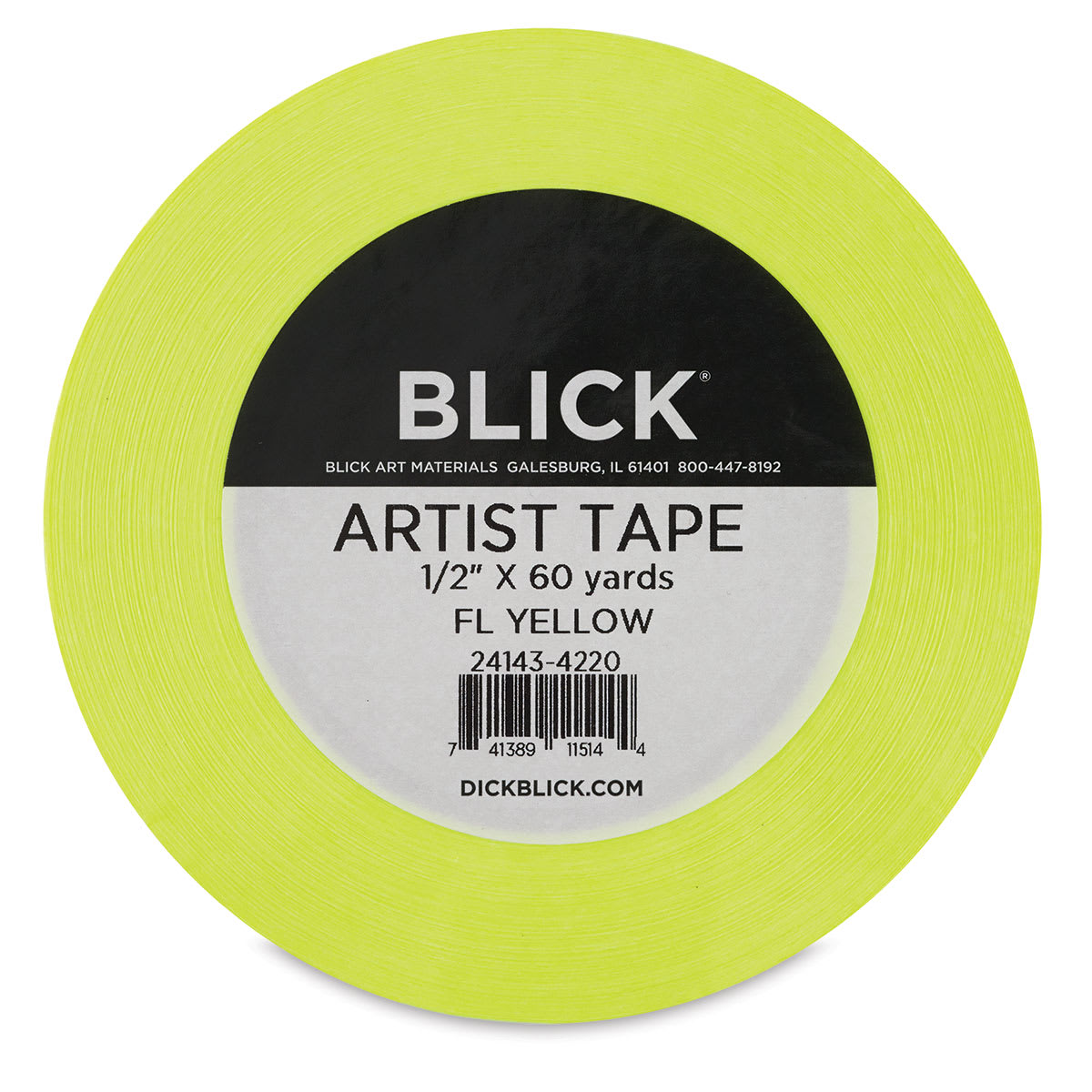 Blick Artist Tape - Fluorescent Yellow, 1/2" x 60 yds, front