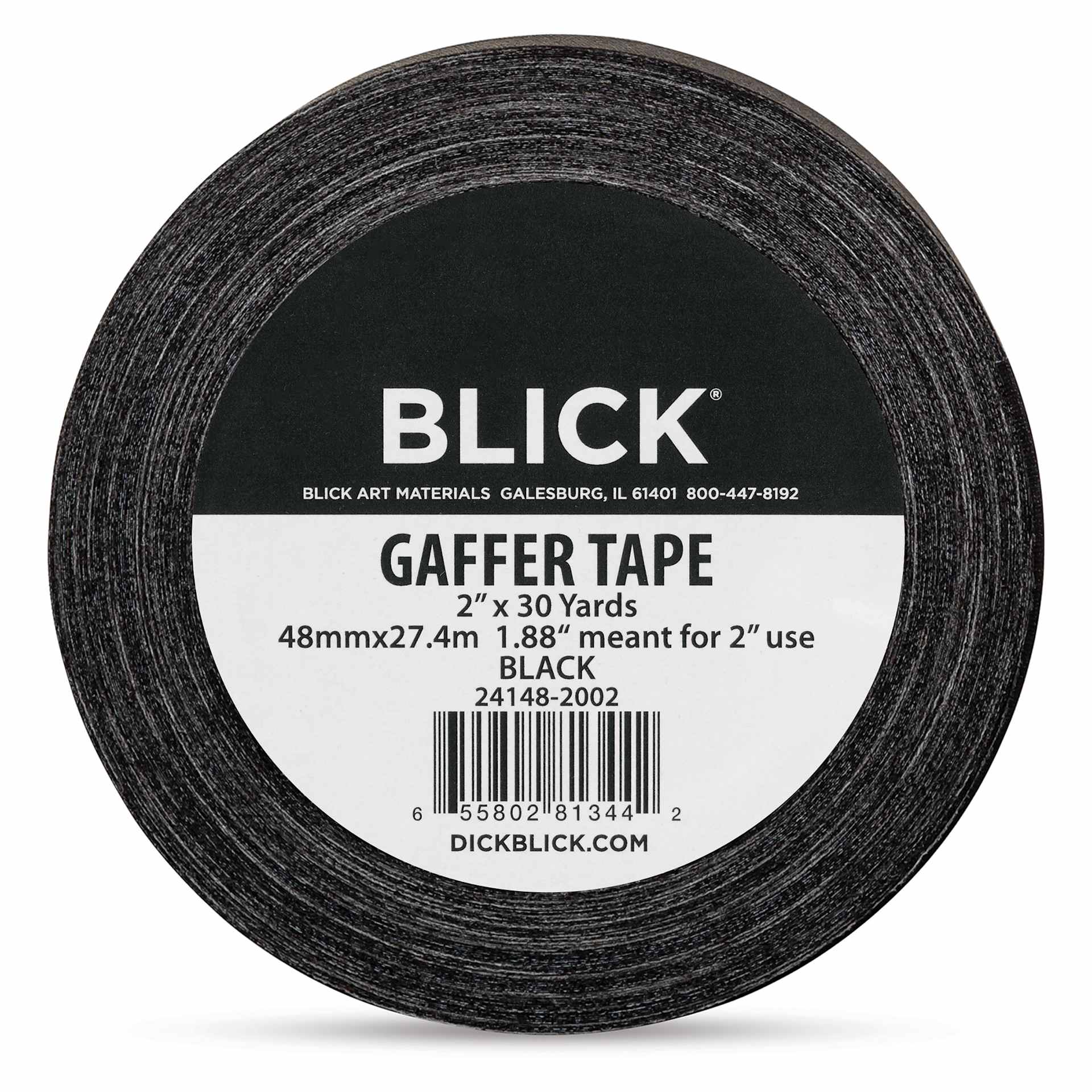 Blick Gaffers Tape - 2" x 30 yds, Black (Front of packaging)