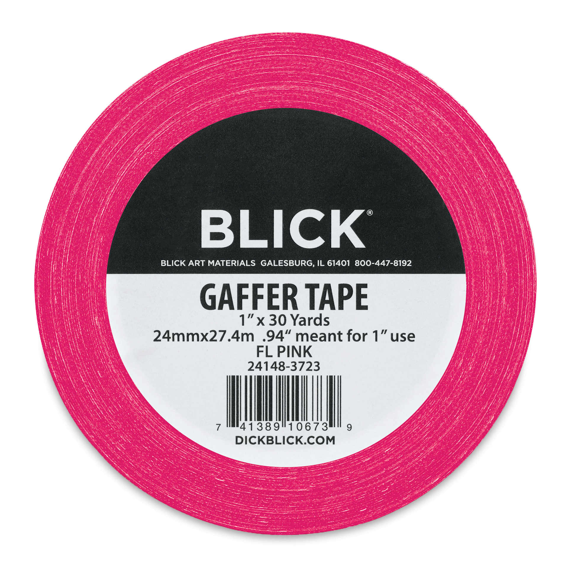 Blick Gaffers Tape - 1" x 30 yds, Fluorescent Pink (Front of packaging)