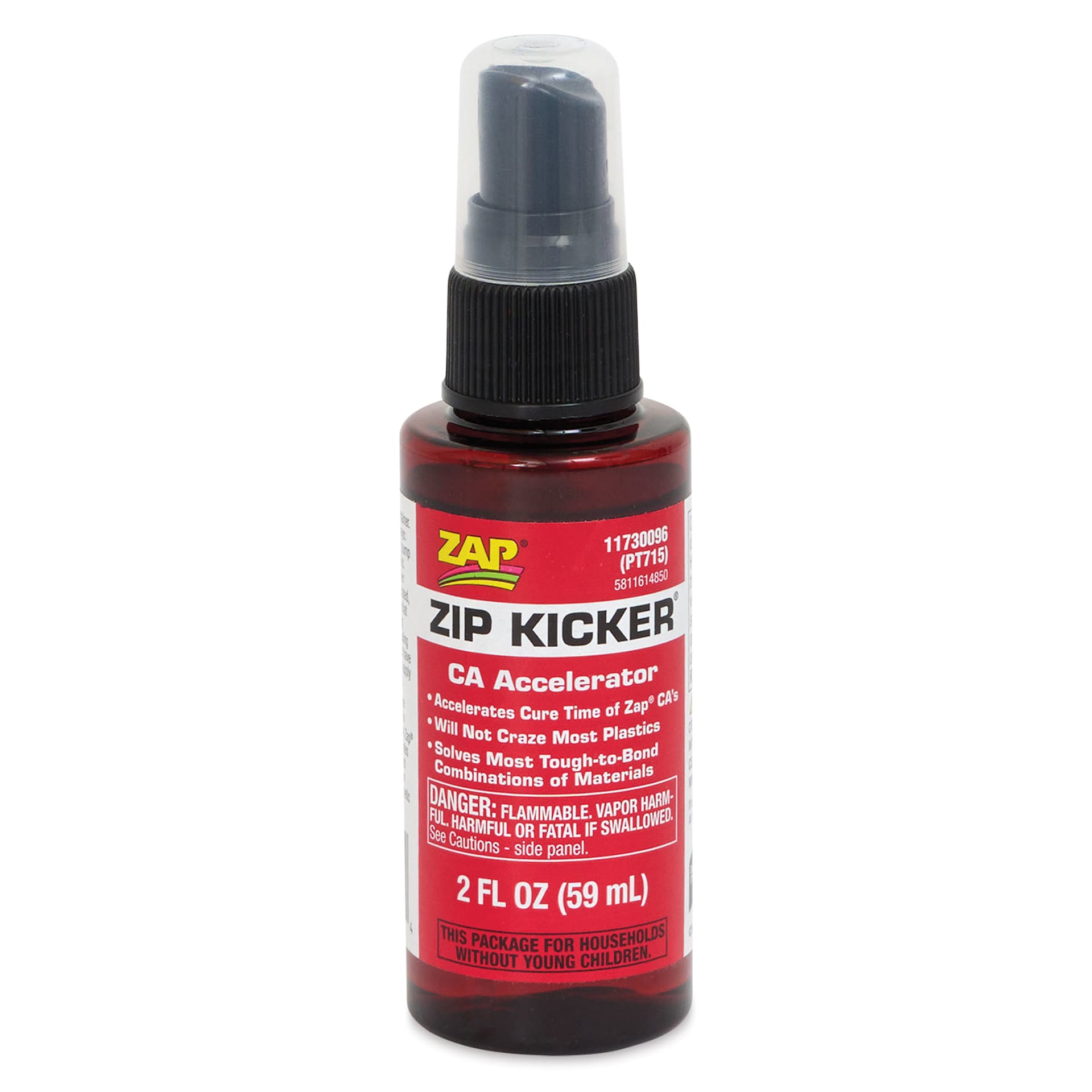Zip Kicker CA Accelerator - Spray Bottle, front with protective cap on
