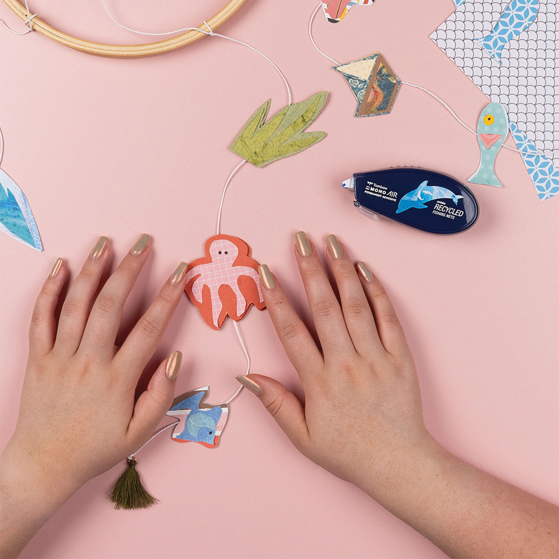 Tombow Mono Air Recycled Adhesive Applicator - shown with a paper craft
