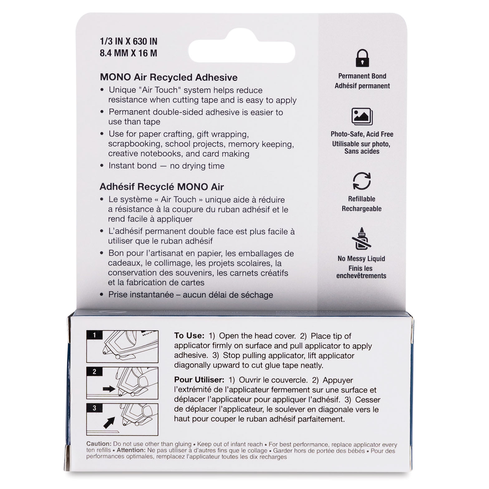 Tombow Mono Air Recycled Adhesive Applicator - back of packaging