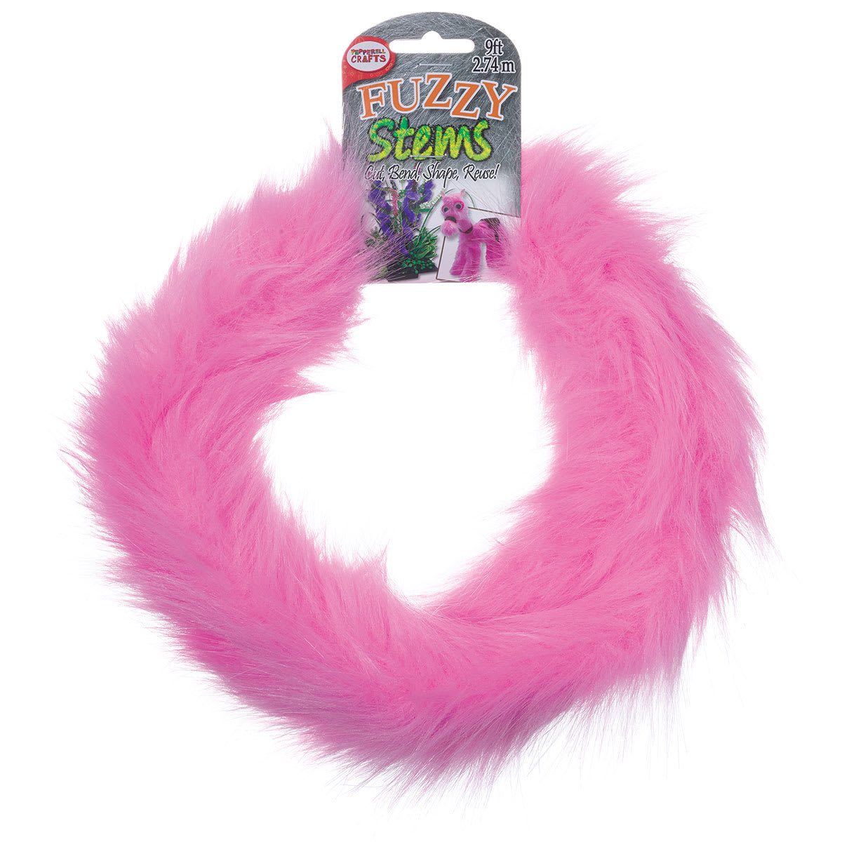 Pepperell Craft Fuzzy Stems - 9 Ft Roll of Pink wire on hanging label