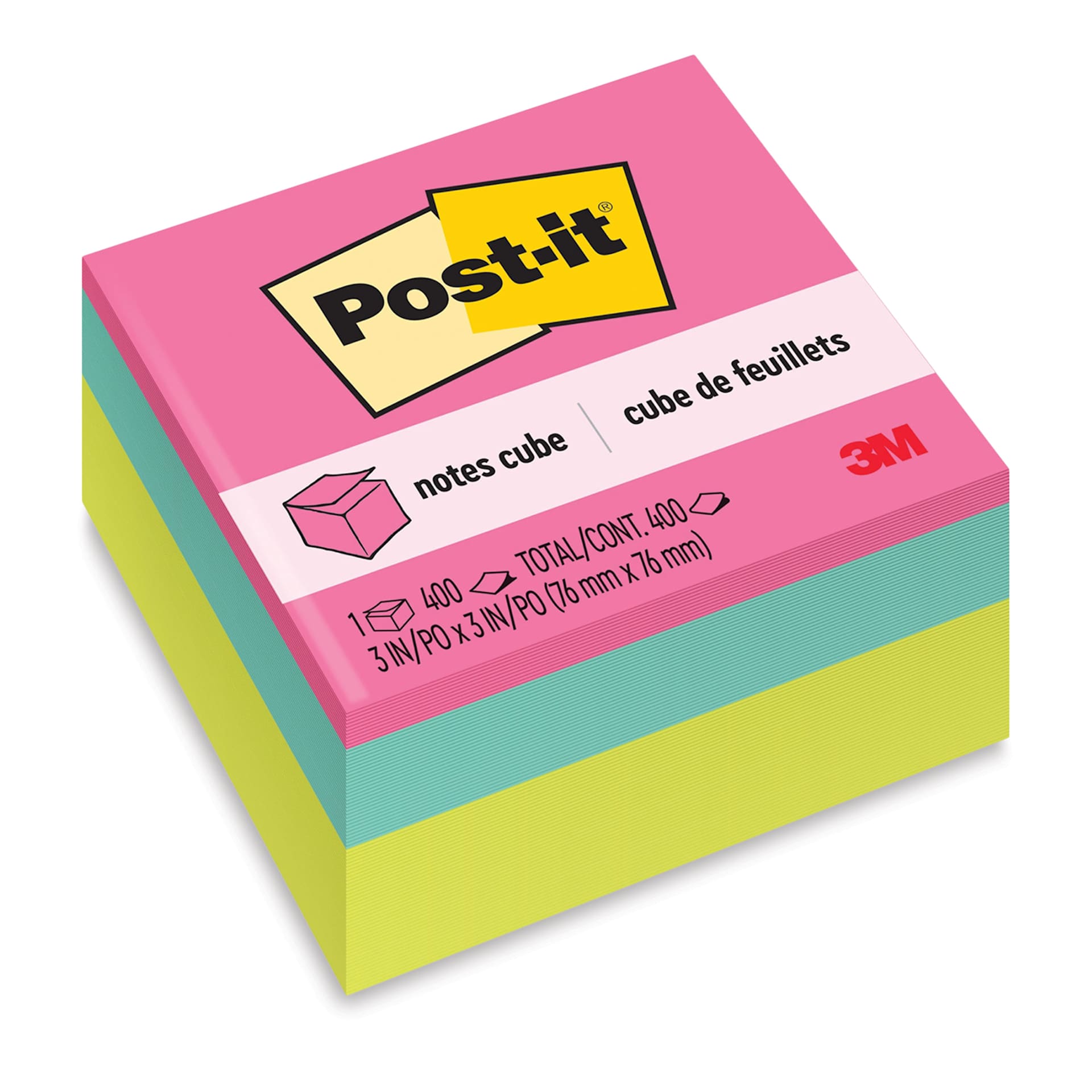 Post-it Notes - Bright Colors, 3" x 3", Cube