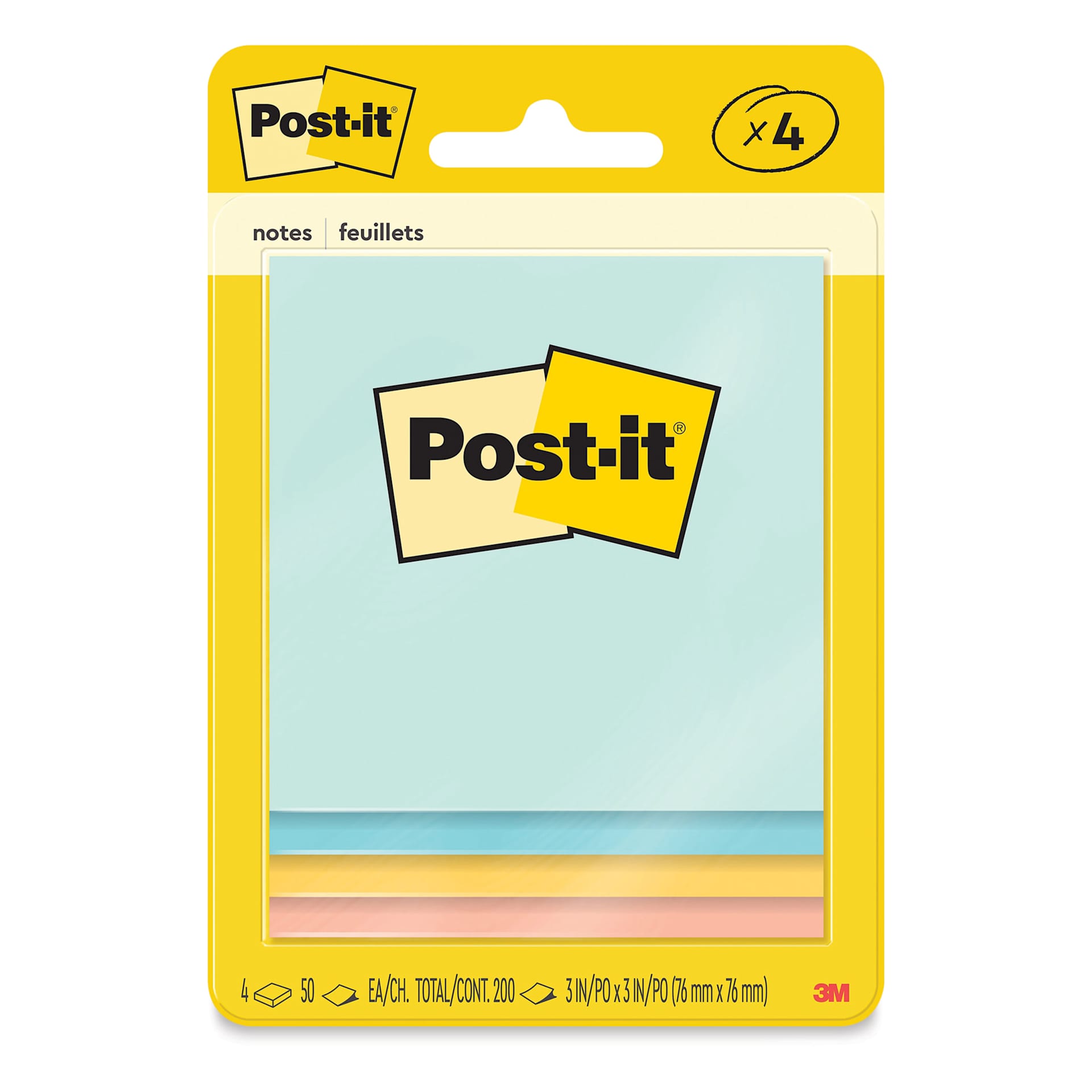 Post-it Notes - Pkg of 4, Beachside Cafe, 3" x 3" front of packaging