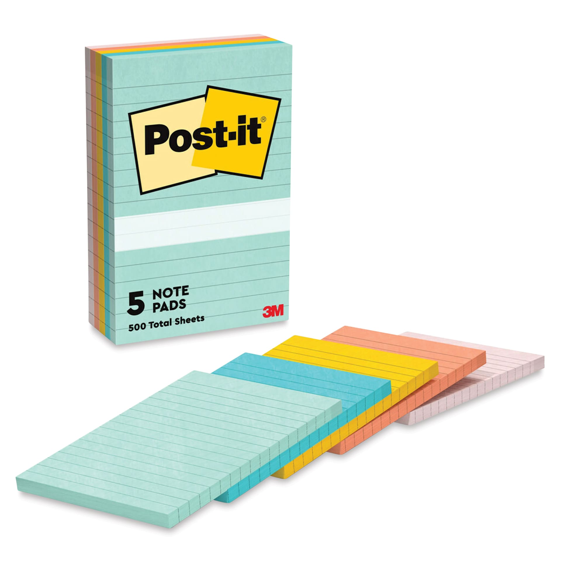 Post-it Notes - Pkg of 5, Beachside Cafe, Lined, 4" x 6" contents