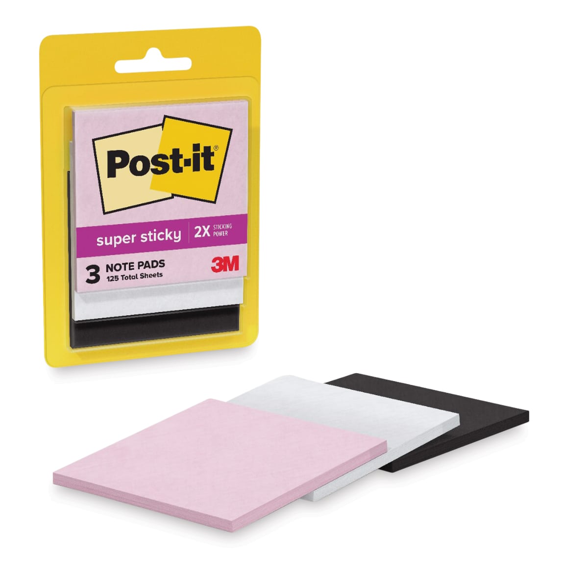 Post-it Super Sticky Notes - Pkg of 3, 3" x 3", Simply Serene Collection, Blank